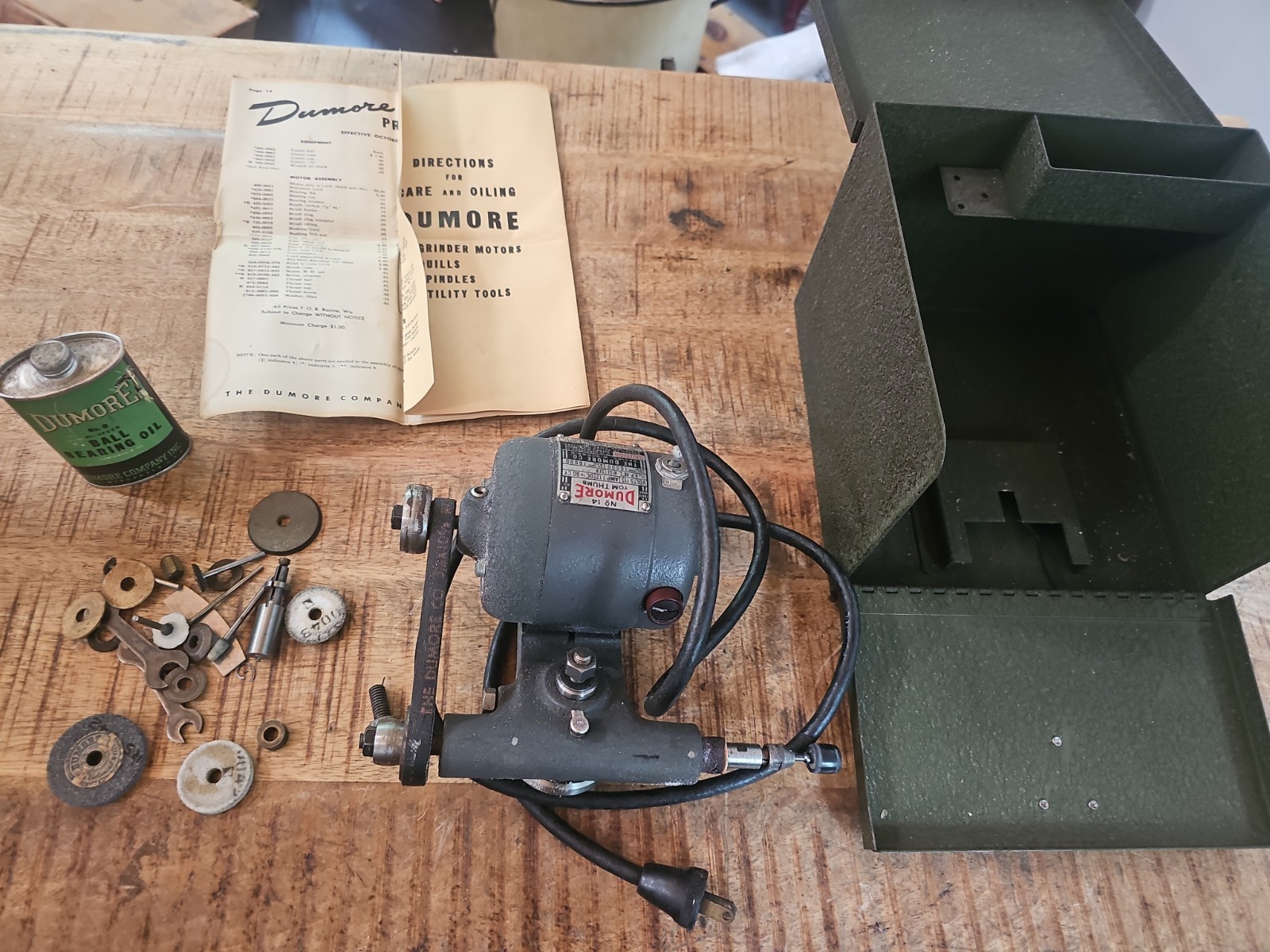 Dumore No 14 Vintage Tom Thumb Grinder Tool Machine Shop Lathe case modified