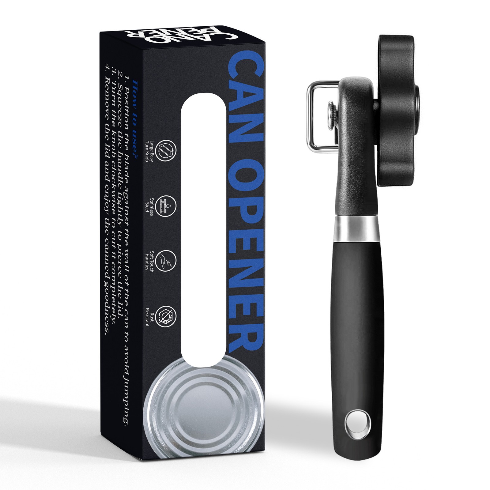 Heavy Duty Smooth Edge Can Opener Ergonomic Handle Food Grade Kitchen Tool