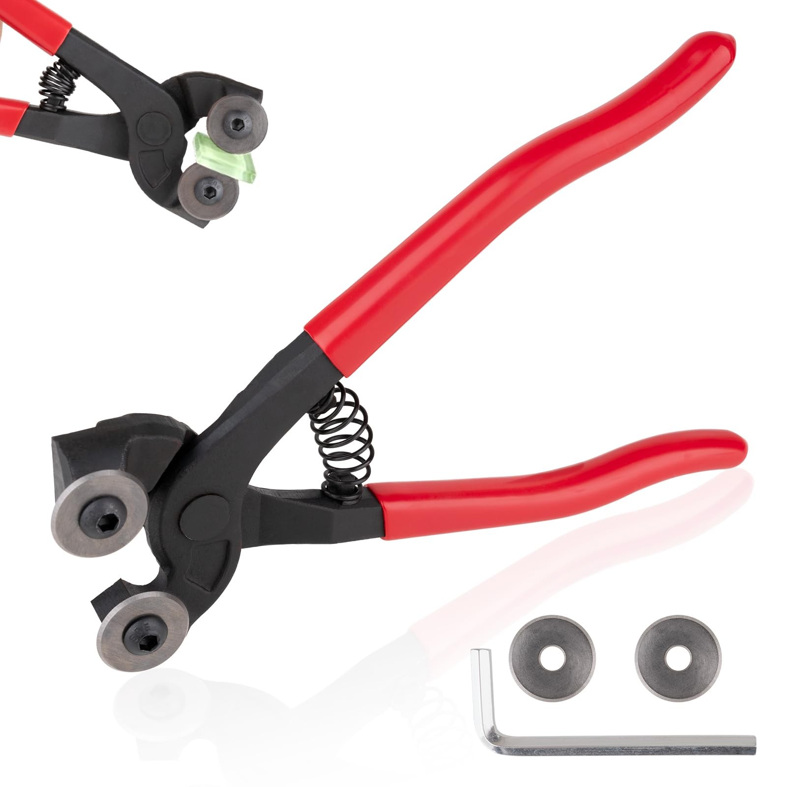 Glass Tile Nippers 7 Inch Heavy Duty Wheeled Mosaic Cutting Tool Red