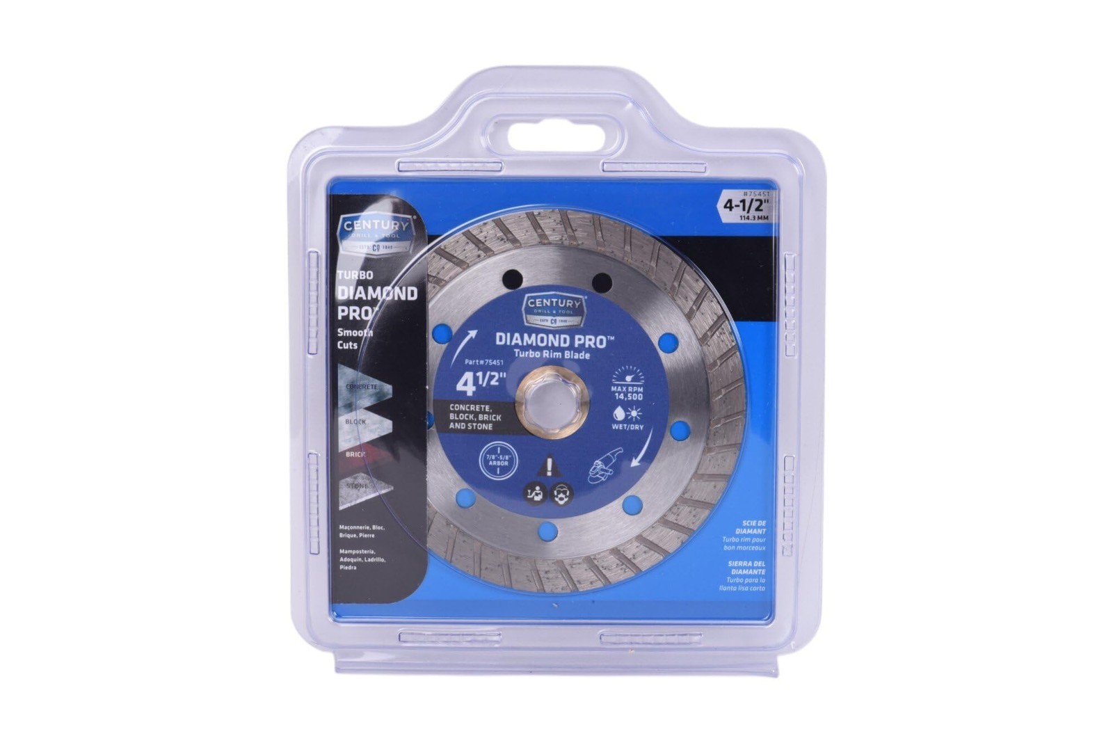 Century Drill & Tool 75451 Diamond Turbo Rim Blade, 4-1/2"