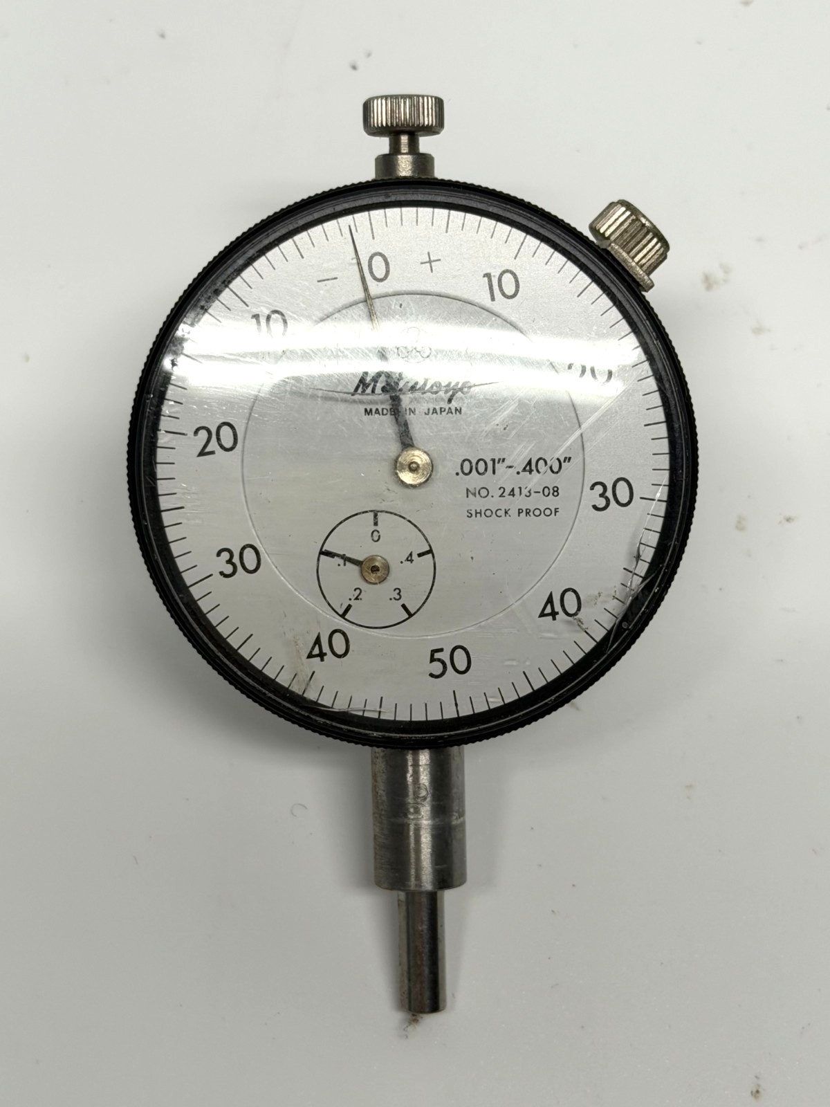 Vintage Mitutoyo 2413-08 Dial Indicator .001"-.400" Balanced Scale Shock Proof