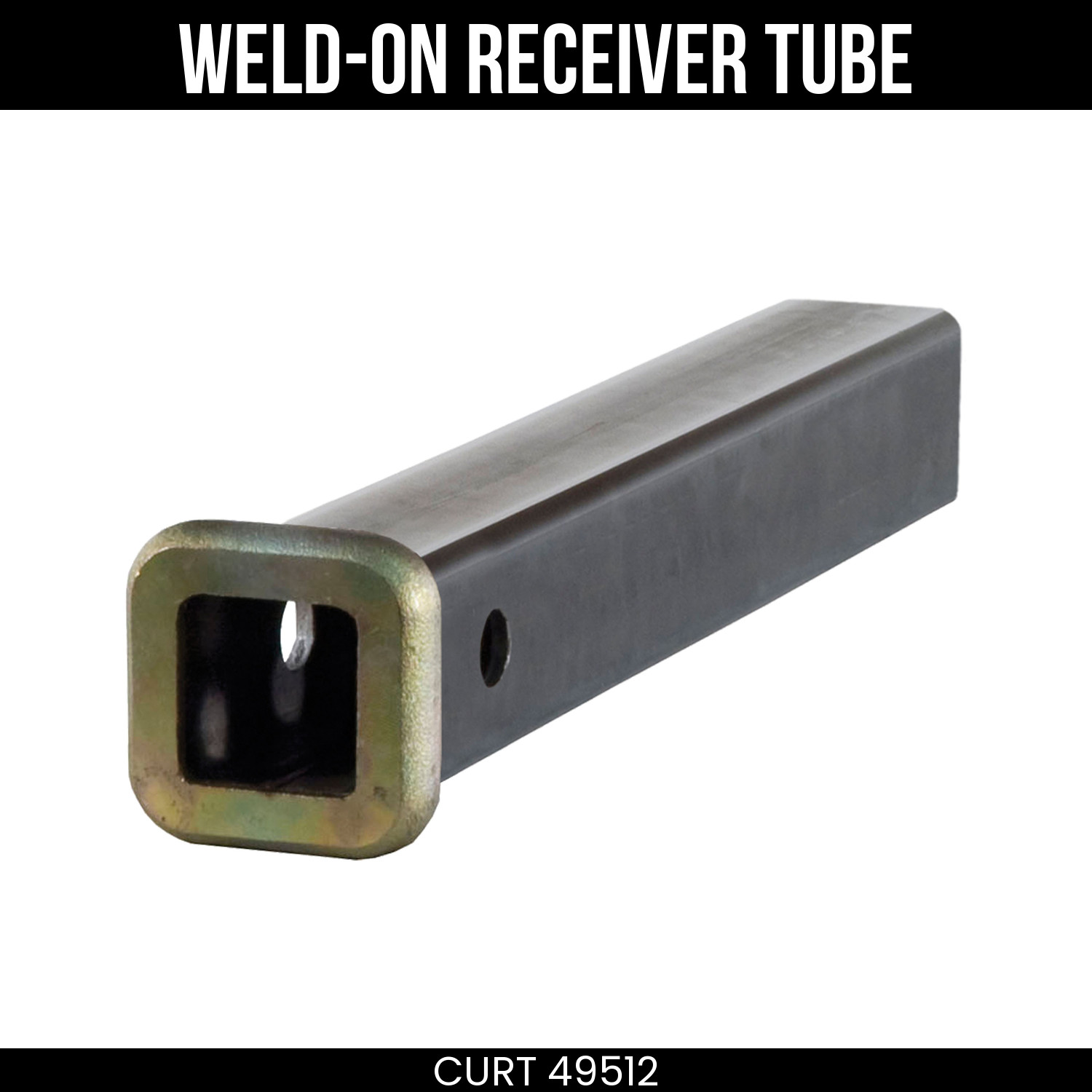 CURT Weld-On Receiver Tube, 1-1/4x12 Inch, Raw Steel, Hitch Fabrication, 49512