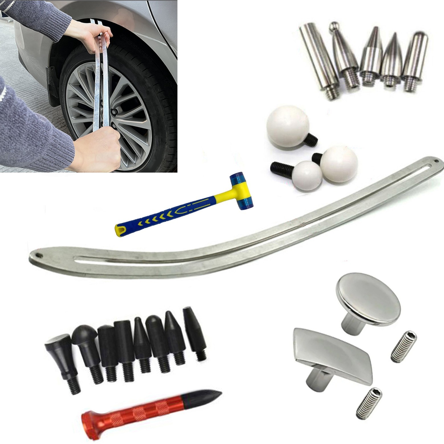Car Dent Puller Kit,21pcs Car Dent Removal Tool,Front Fender Damage Repair
