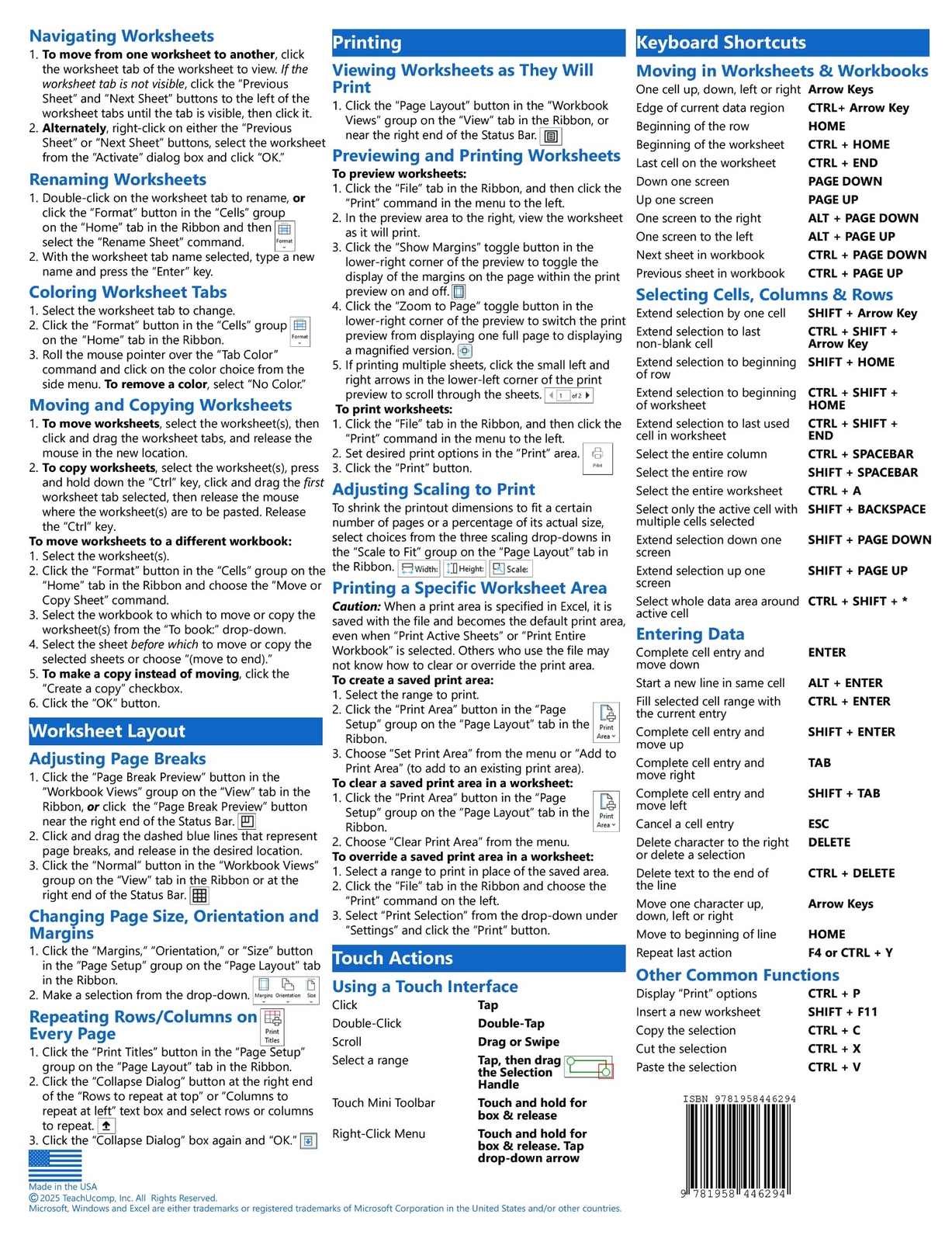 Excel for Microsoft 365 Training Guide Quick Reference Guide Cheat Sheet