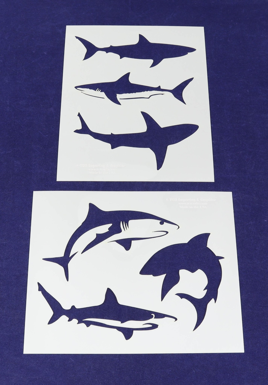 Shark Stencils-2 Piece 8 x 10 Inch Stencil Set -Mylar 14 Mil