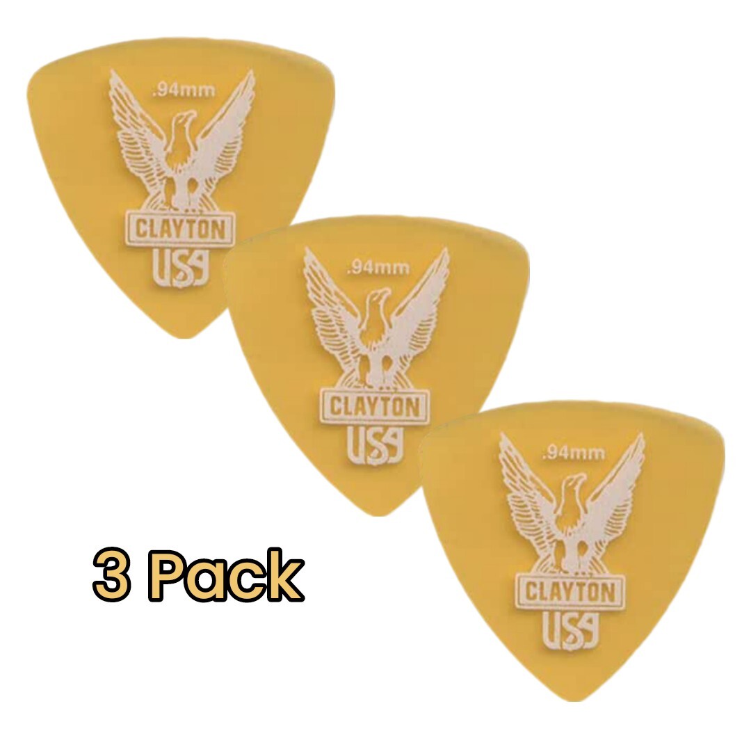 Clayton Ultem Gold Rounded Triangle Picks .94mm 3 Picks