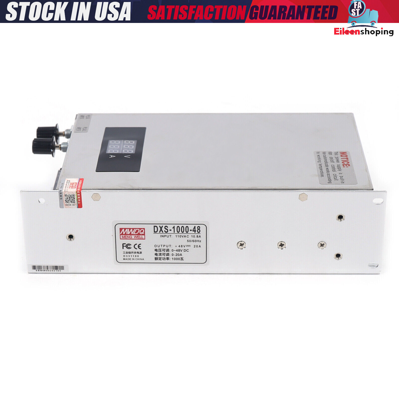 Adjustable Switching Power Supply AC 0-48V DC 1000W 48V 20A Voltage & Current