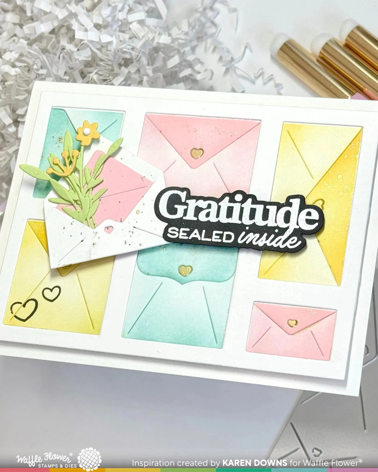 Waffle Flower Die Set - Postage Collage Envelope, 421984