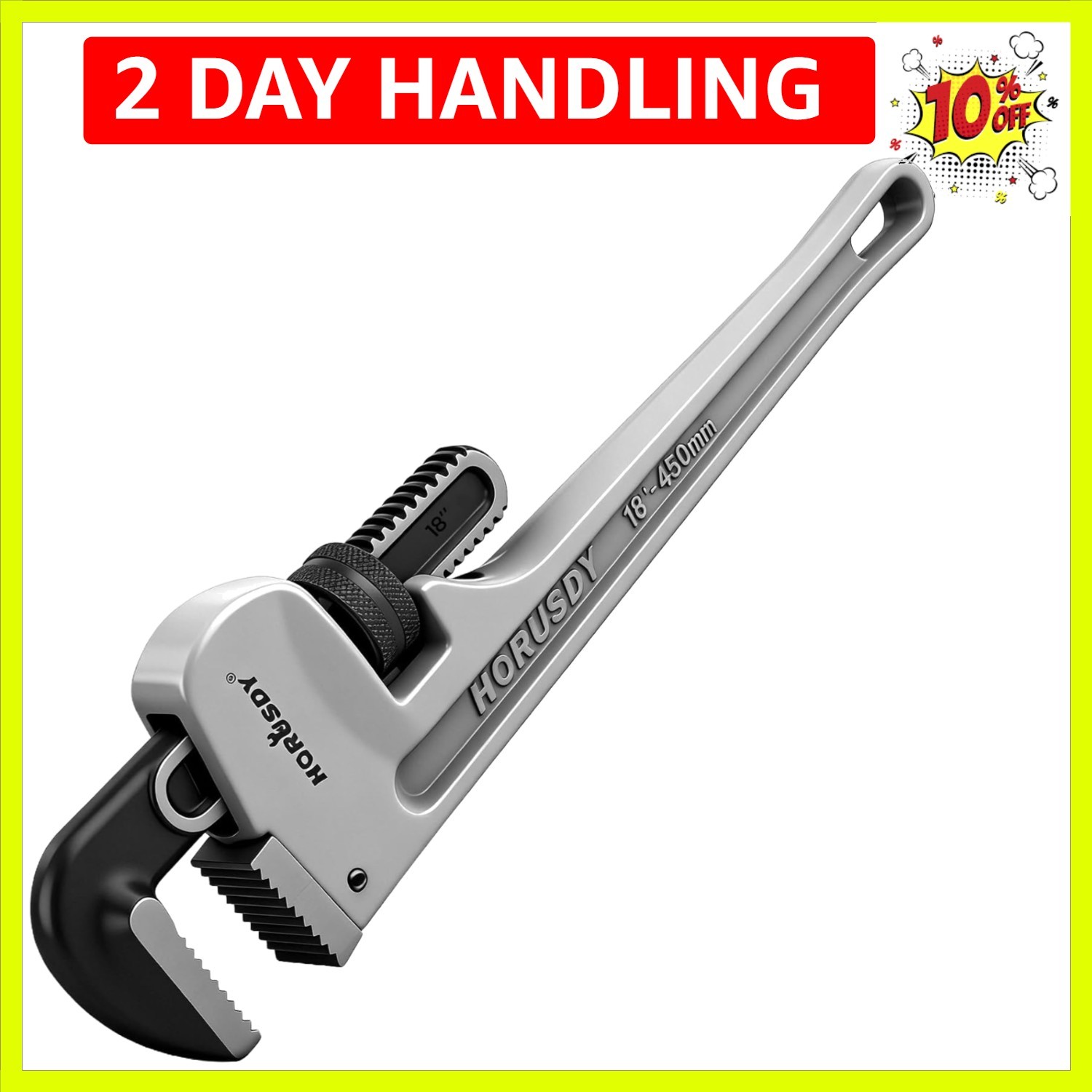 18-Inch Pipe Wrench, Aluminum Heavy-Duty Adjustable Plumbing Wrench, 450mm, 1...