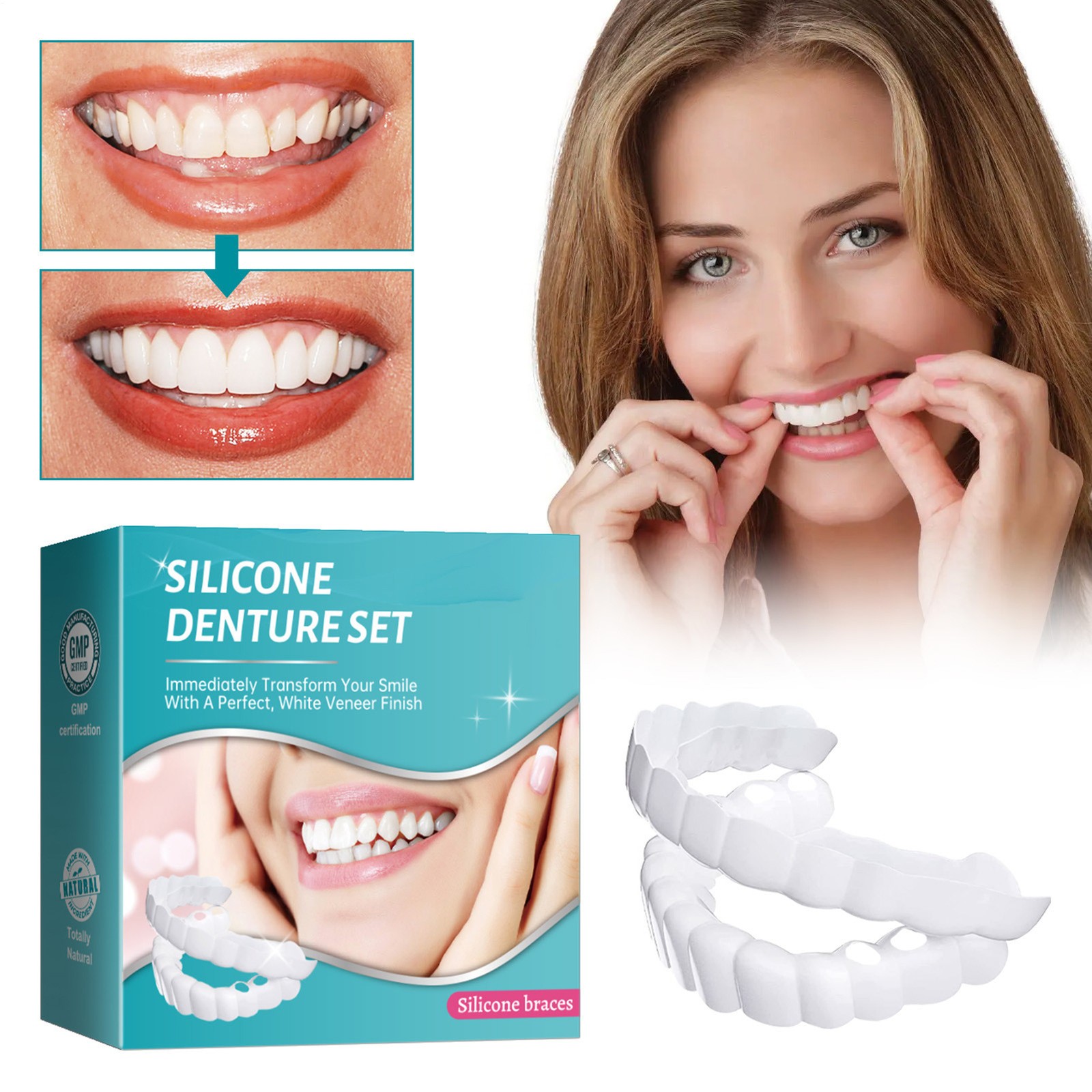 Teeth Dentures Tooth Replacement Set Upper And Lower Dentures For High Grade
