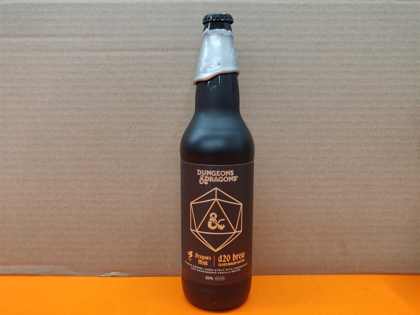 ⭐️⭐️⭐️⭐️⭐️ EMPTY Dragon's Milk D20 Brew Silver Dungeons & Dragons Bottle