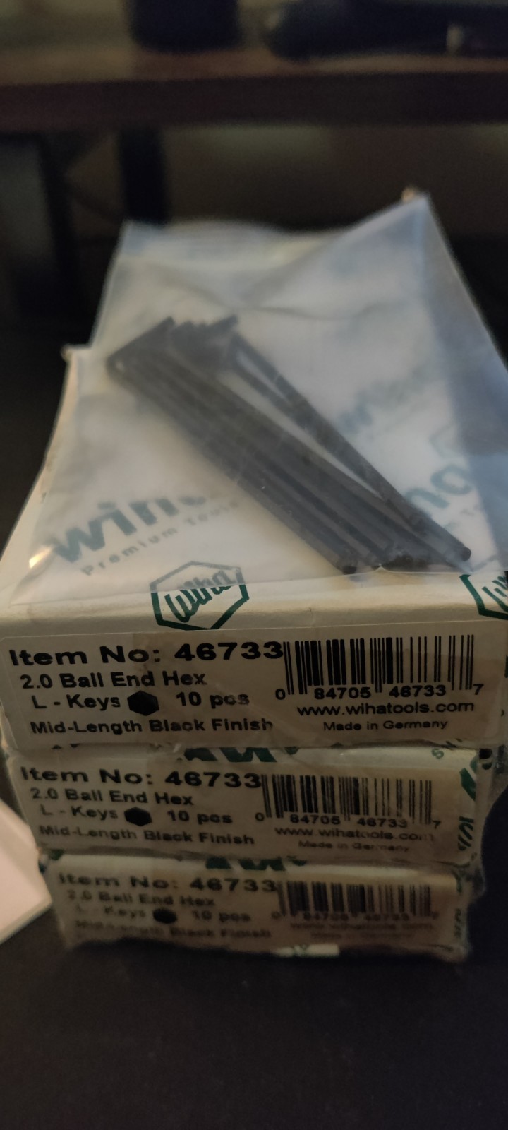 Wiha 46733 Ball-End Hex Metric L-Key, 2.0mm x 84mm 10-Pack Germany
