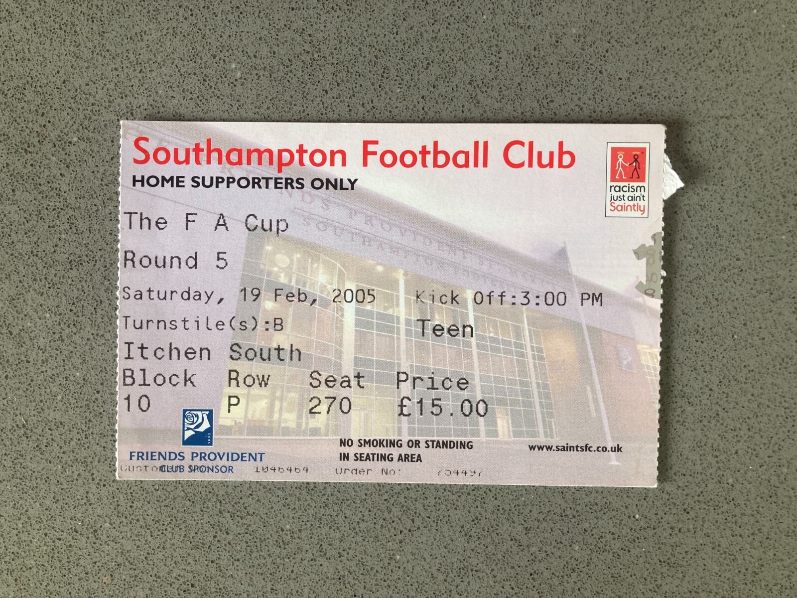 Southampton v Brentford 2004-05 Match Ticket