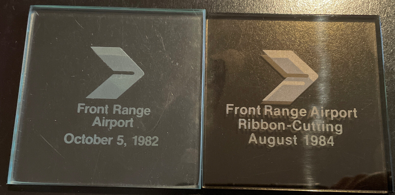 2 Commemorative Glass Tiles Front Range Airport Colorado Air & Space Port 12492