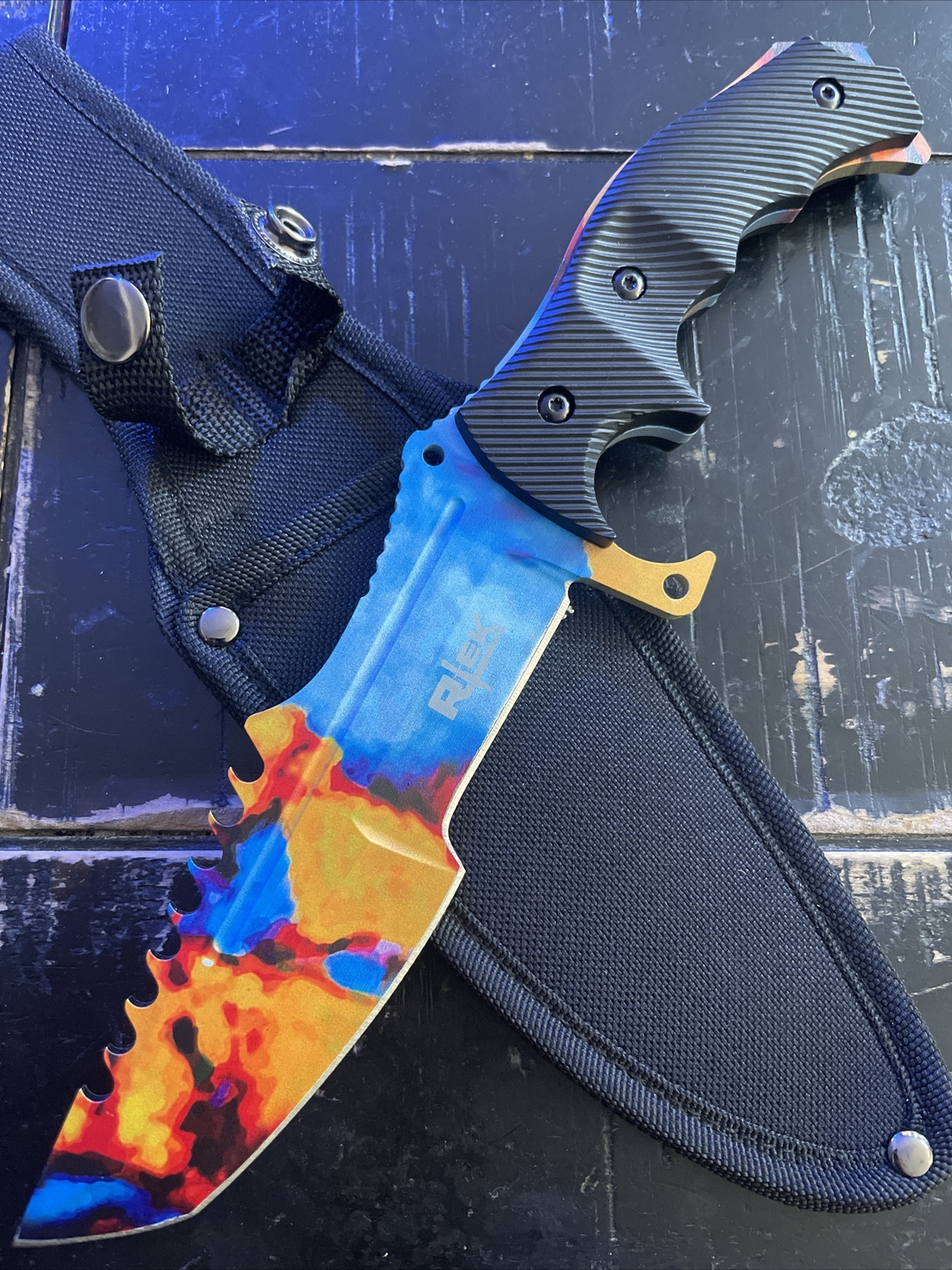 11" COUNTER-STRIKE CSGO BLUE TIGER HUNTSMAN KNIFE Hunting Bowie Survival CS:GO