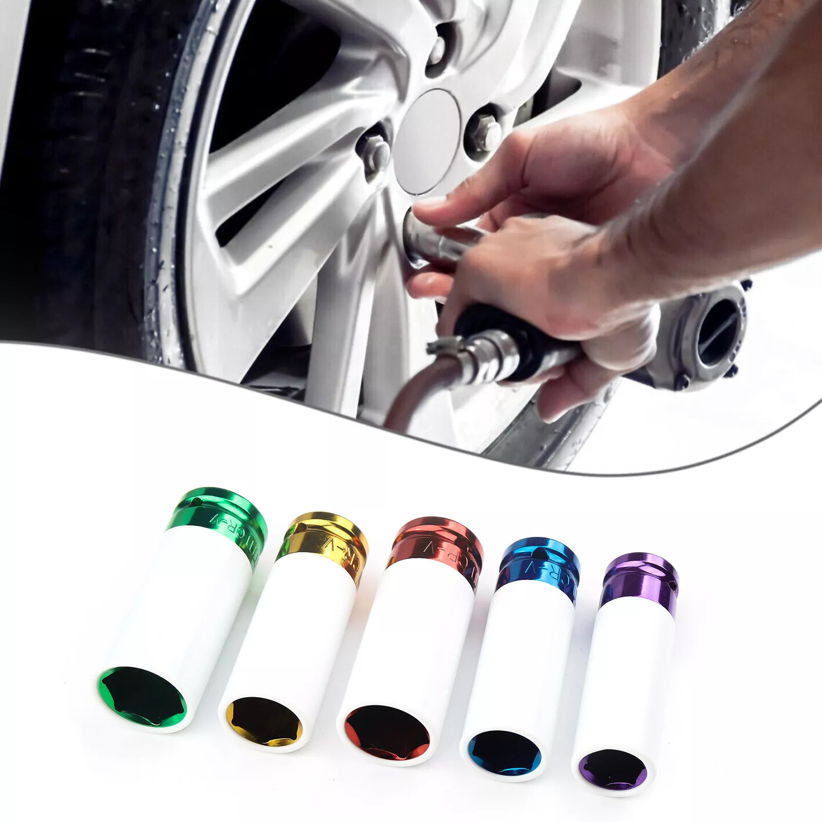 1/2" Drive Lug Nut Impact Socket Set Thin Wall Deep Wheel Protector Tool 5-Piece