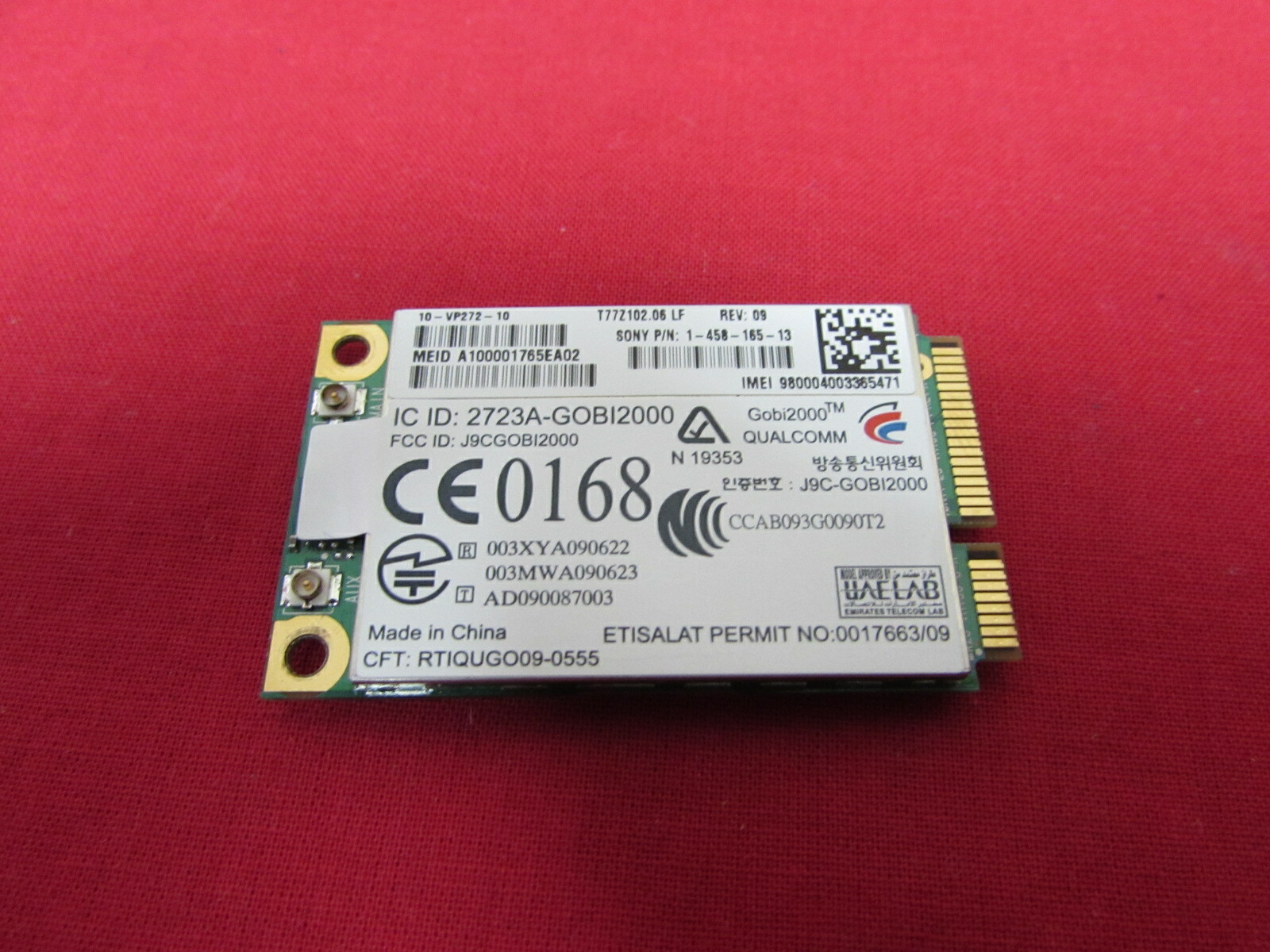 GENUINE SONY VAIO BROADBAND WWAN PCI-E 1-458-165-13