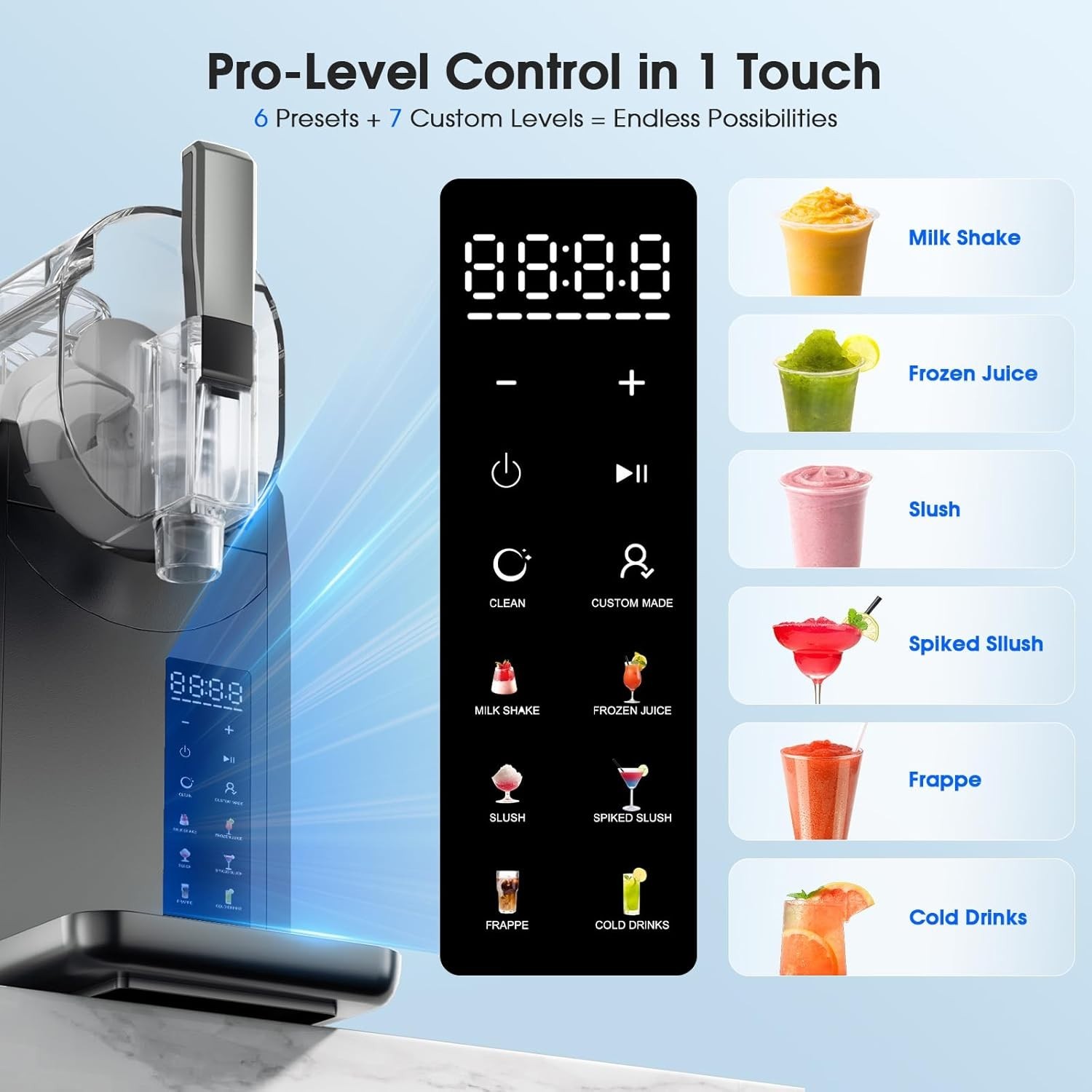 Slushie Machine Frozen Drink Maker Rapid Freezing 6 Presets Programs