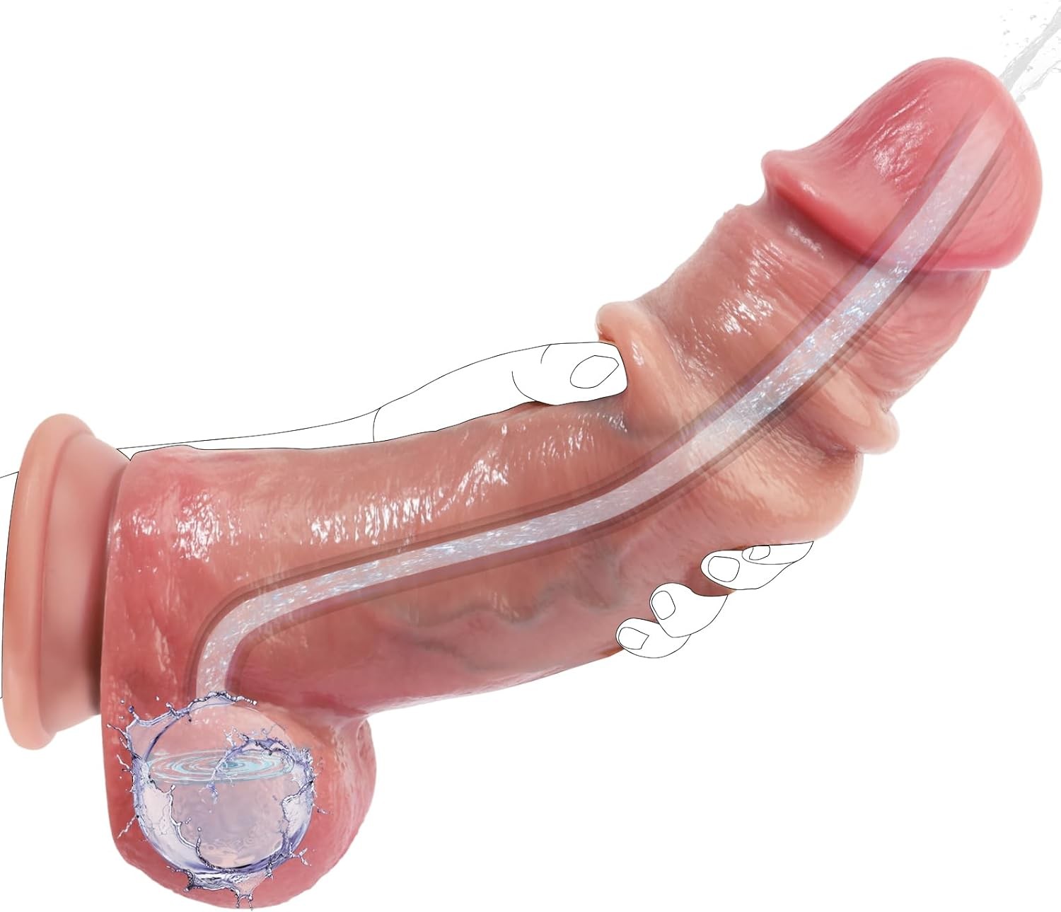 Squirting Dildo & Realistic Movable Foreskin Dildos Sex Toys, 2 in 1 Silicone Fo
