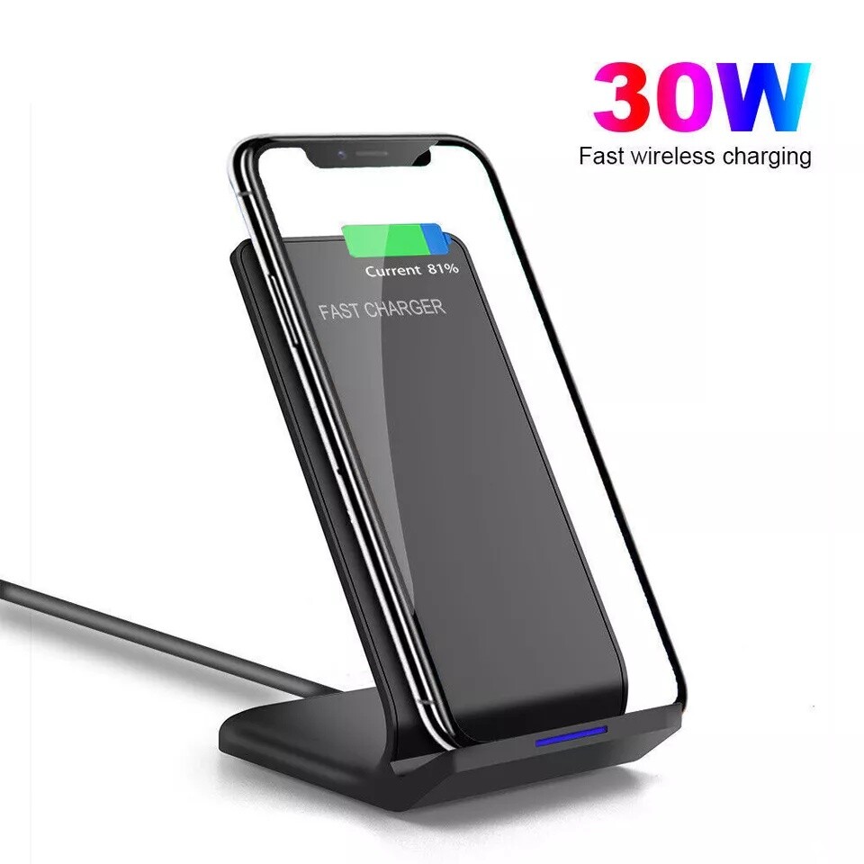 30W Wireless Charger Charging Stand Dock For Samsung iPhone Android Cell Phone