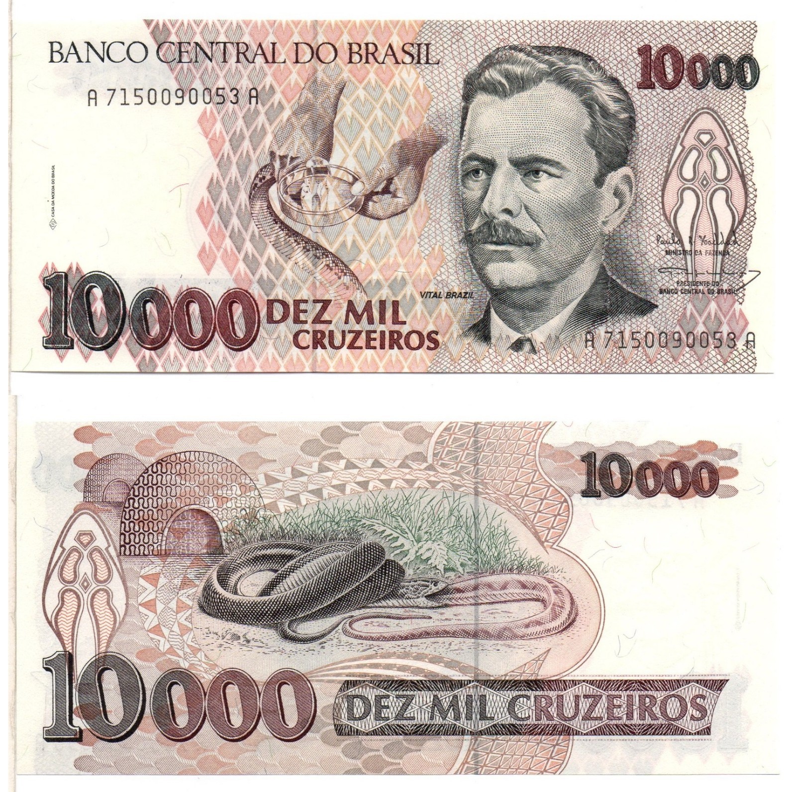 BRAZIL 10,000 Cruzeiros (1993) P-233c, Uncirculated