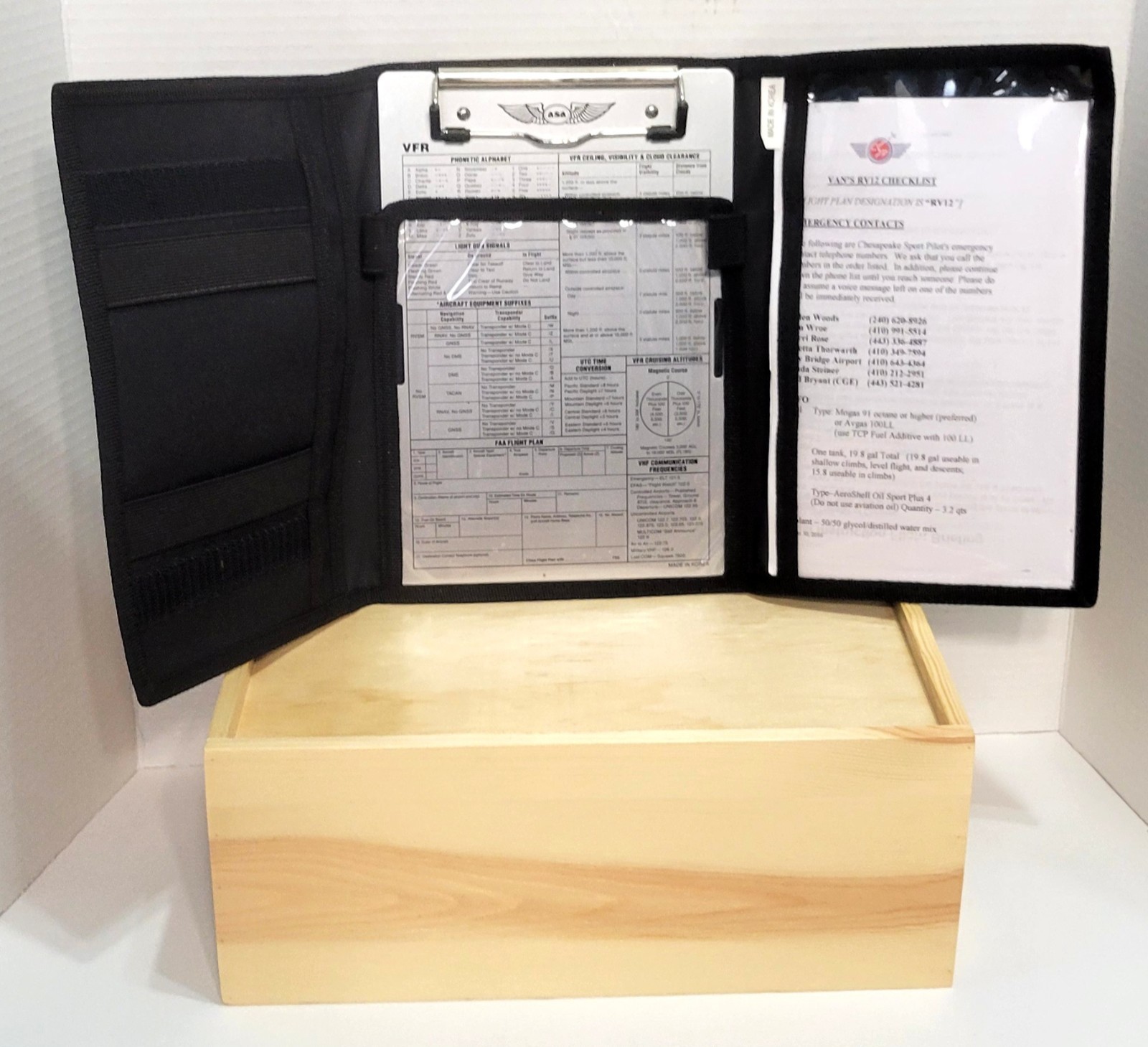 ASA Metal VFR Airplane Pilot Flight Reference Clipboard/Case Aviation Aircraft