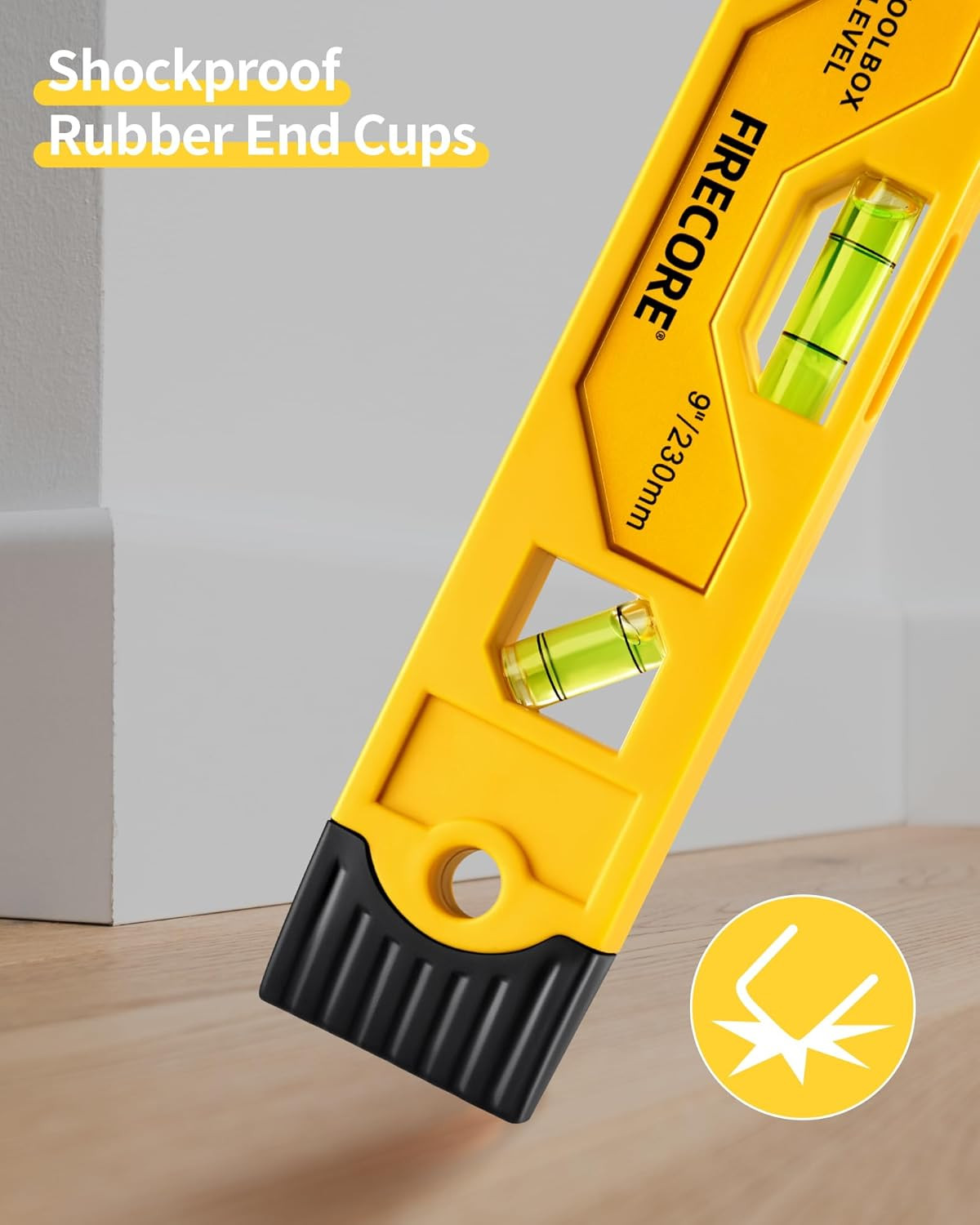 Torpedo Level Magnetic, Firecore 9 Inch Shockproof Small Leveler Tool with 3 Bub