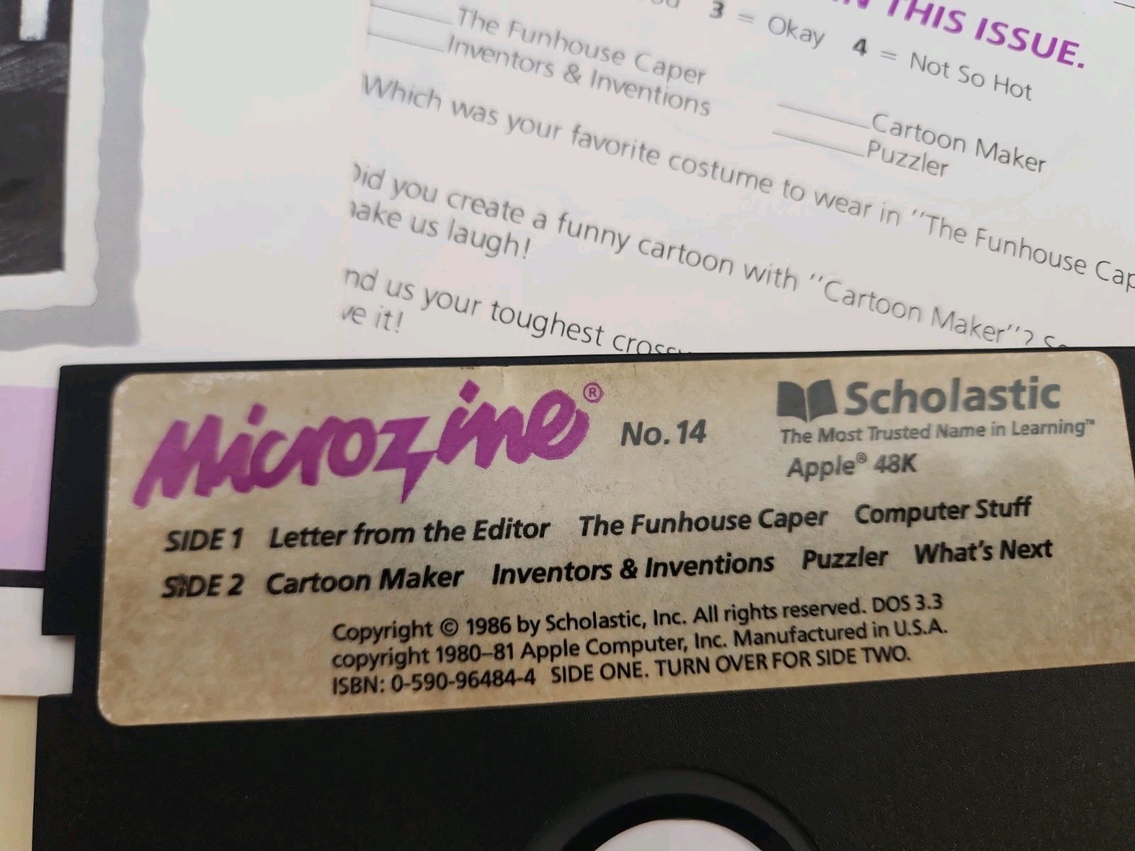 Scholastic Microzine No. 14 Funhouse Caper Brochure & Floppy Disk