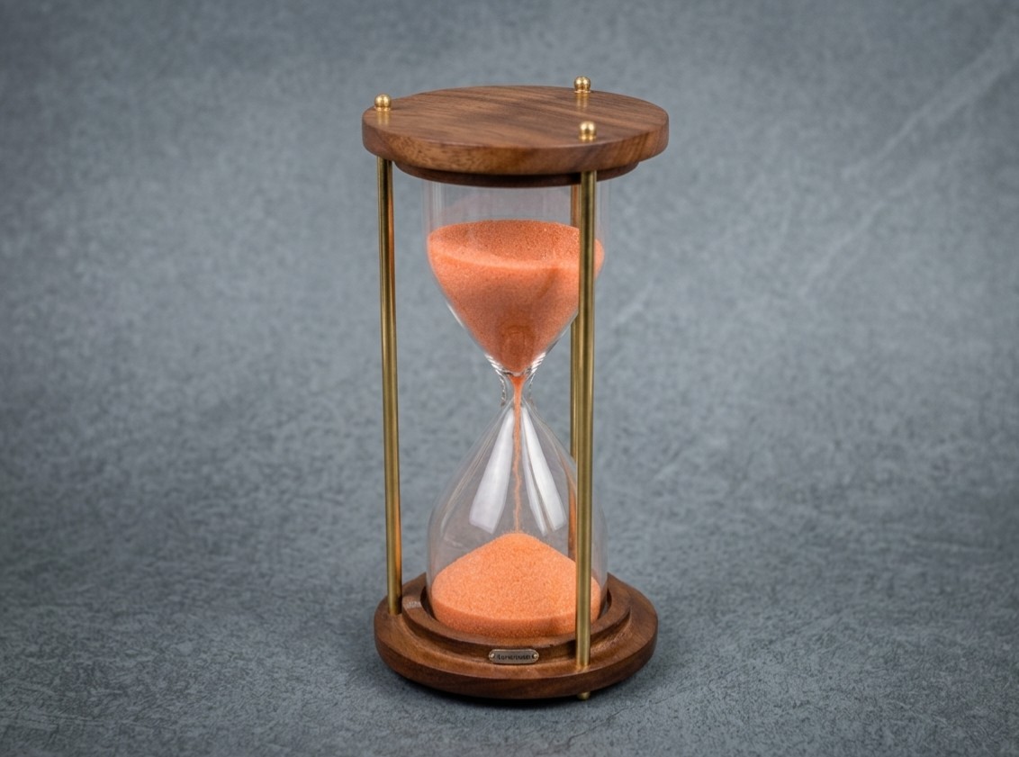 Vintage Brass & Wood Hourglass | Handcrafted Nautical Sand Timer