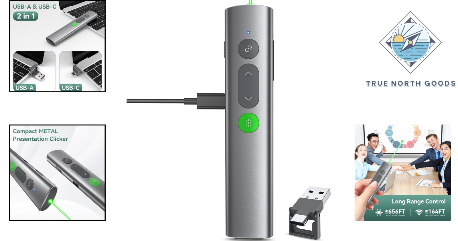 Wireless Presentation Clicker with Green Laser Pointer for PowerPoint Slides