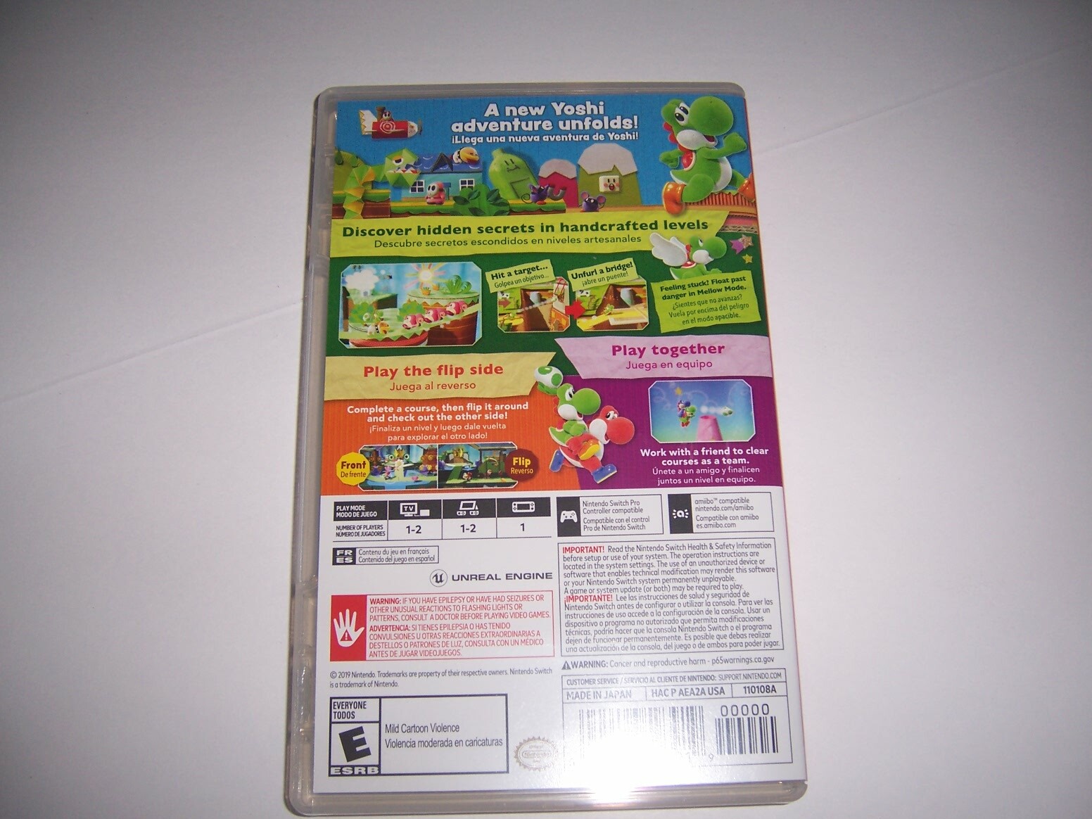 Original Box Case Replacement Nintendo Switch Yoshi's Crafted World