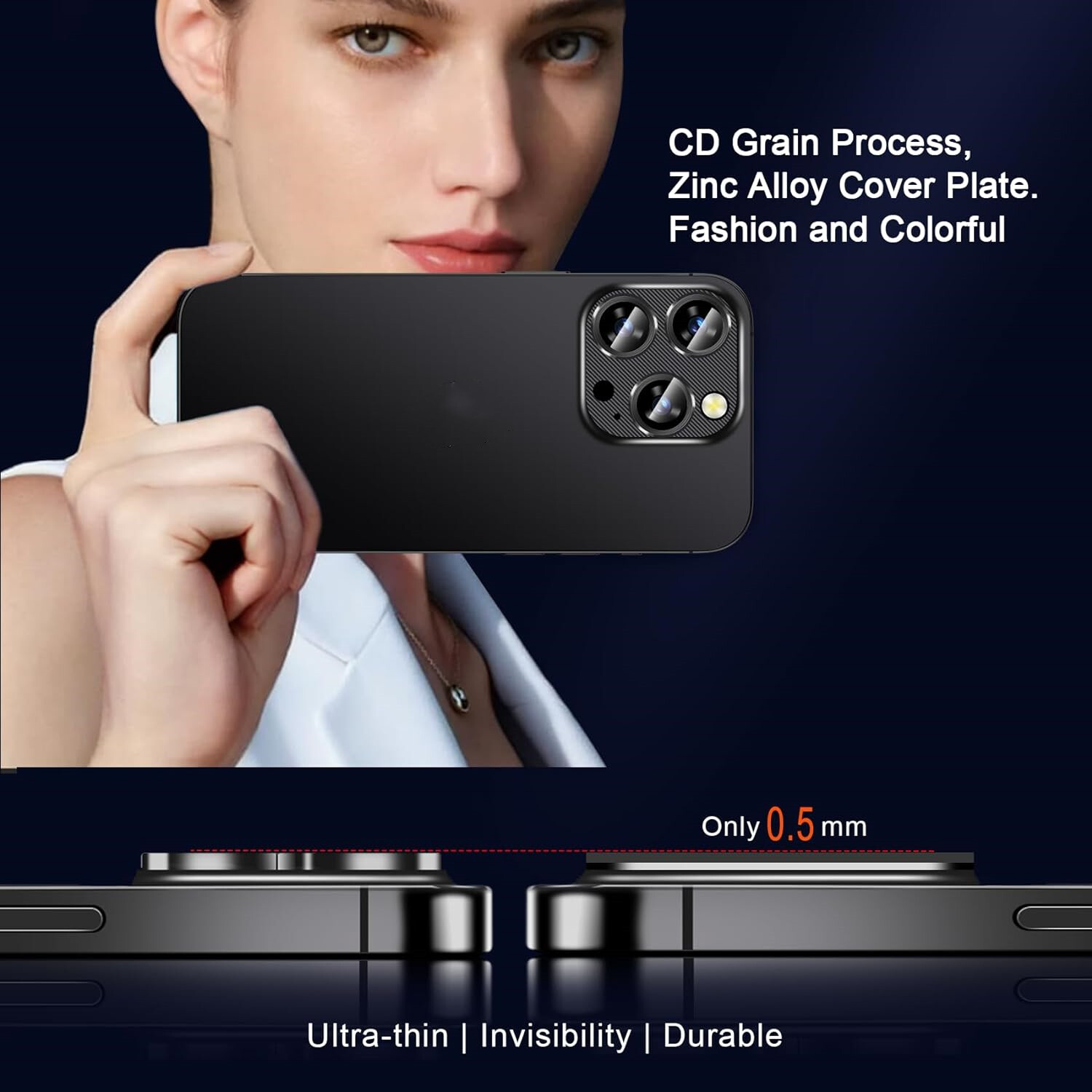 For iPhone 15 Pro Max 15ProTempered Glass Metal Camera Lens Protector Full Cover