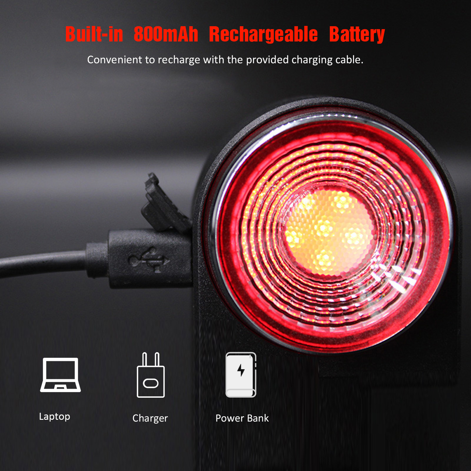 ANTUSI Waterproof Smart Bicycle Taillight Wireless Remote Control Light U6P8
