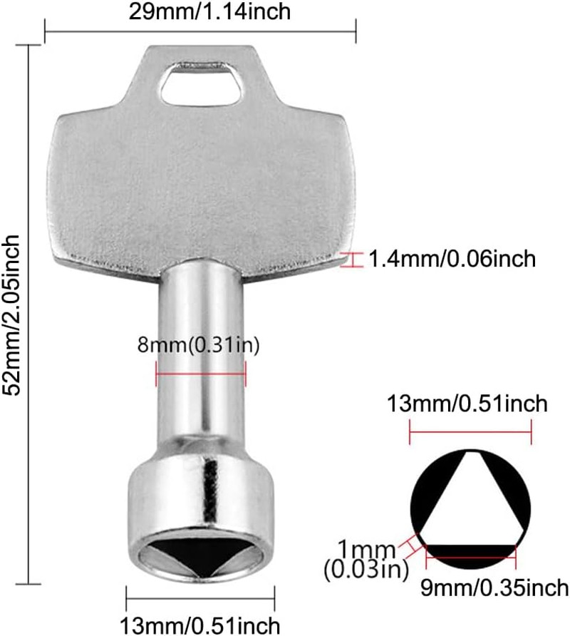 5 Pack Trash Can Key Utility Keys Triangular Socket Key Cabinet Key Triangle Sp
