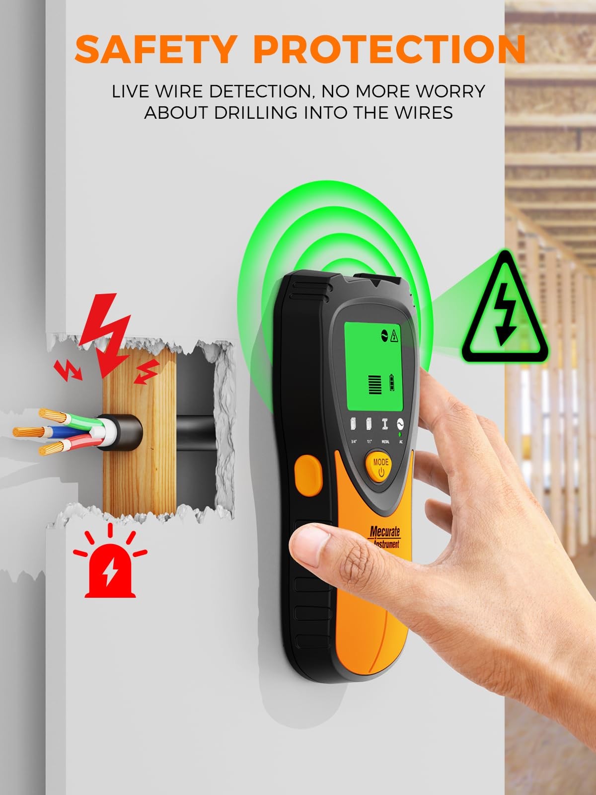 Stud Finder Wall Scanner Sensor - 5 in 1 Electronic Stud with LCD Display & A...