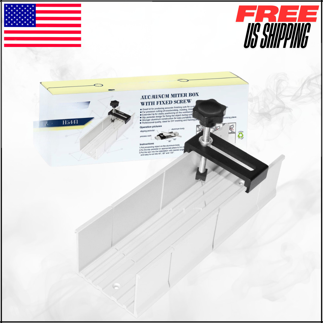 Metal Aluminum Miter Box 9.8" with 3 Cutting Angles & Fixable Screw H5441