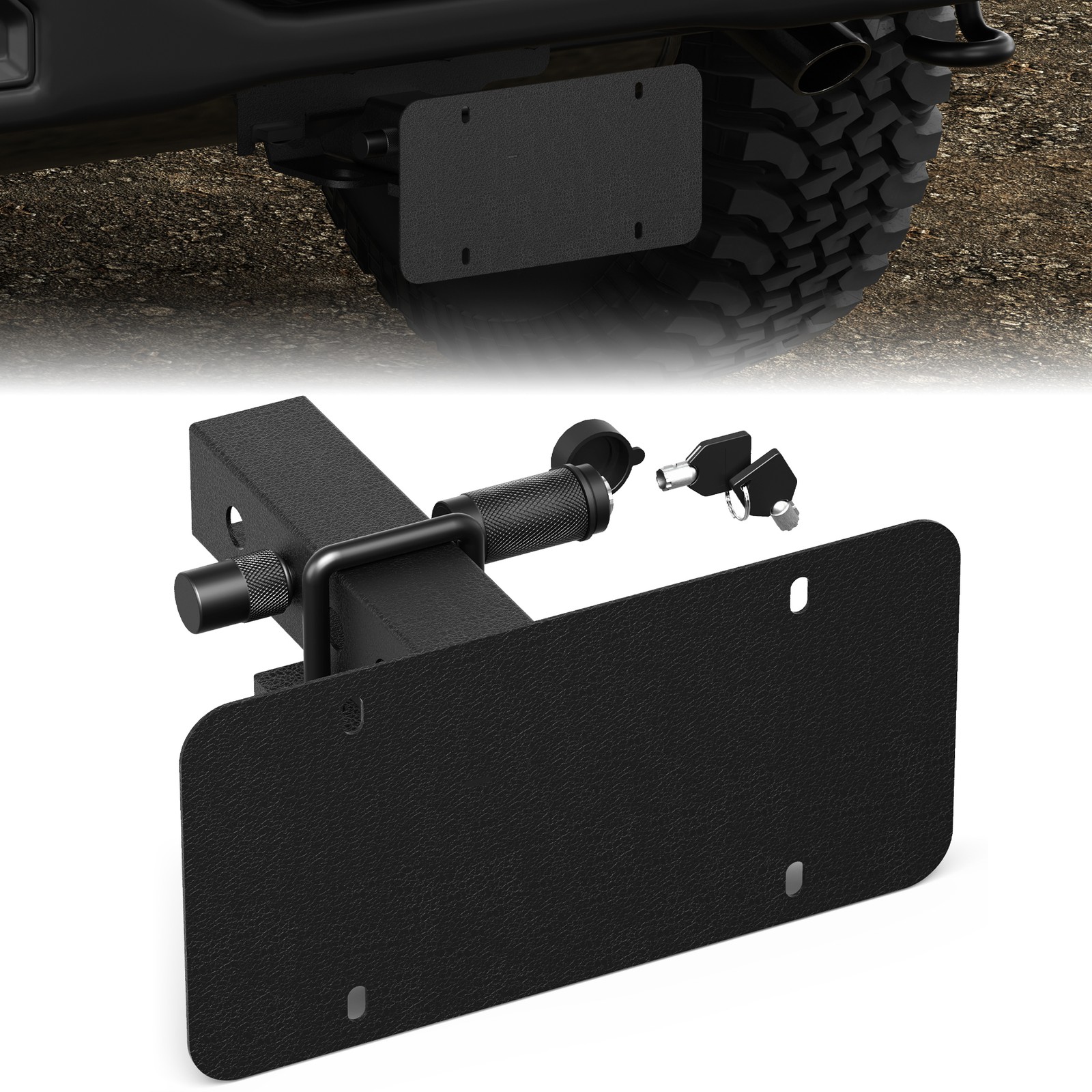 Fit 2” Hitch Receivers with Lock Keys Rear Trailer Hitch License Plate Holder