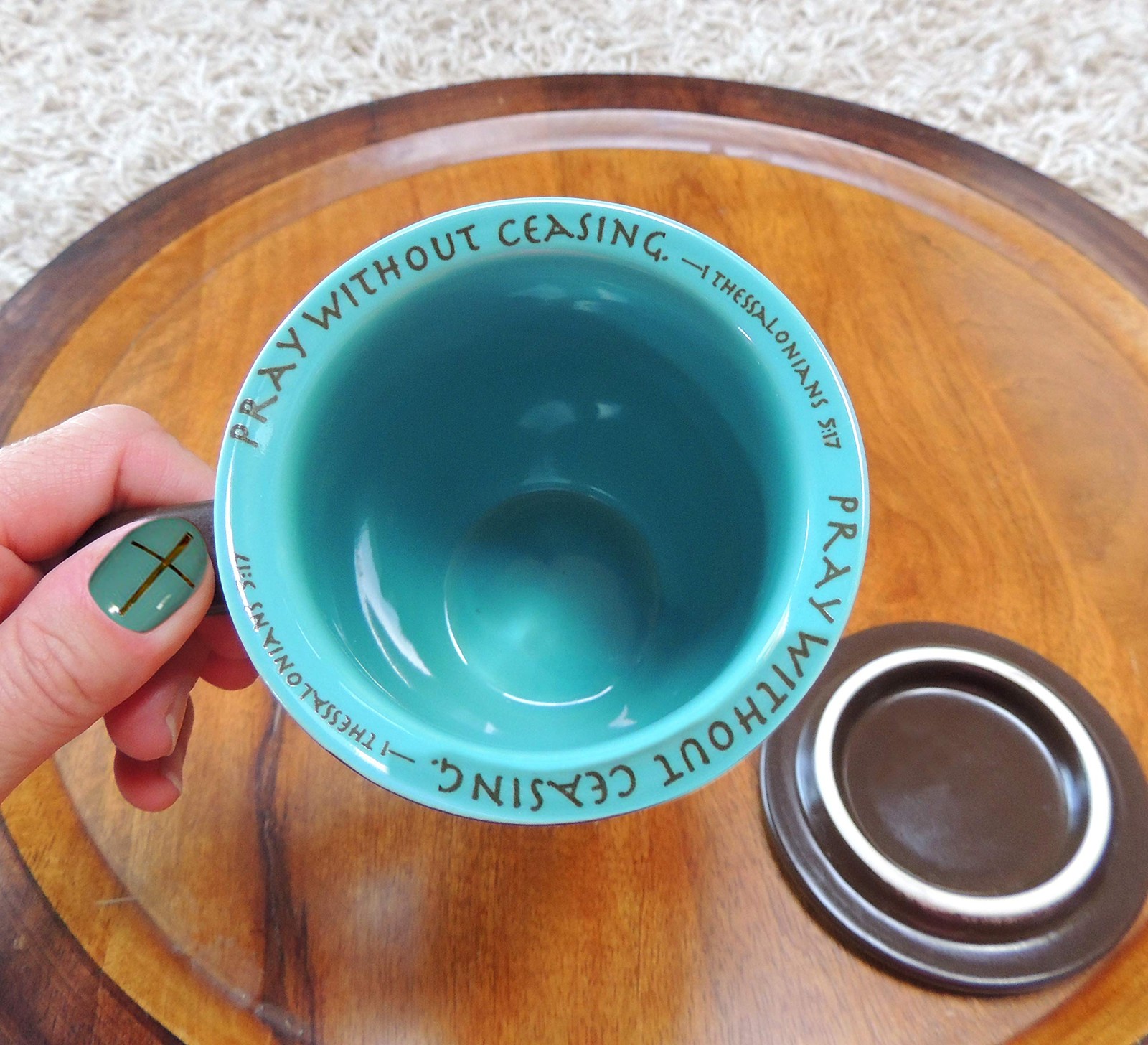 Abbey Gift Prayer Changes Everything Coaster Brown and Blue, 1 Count, Dishwas...