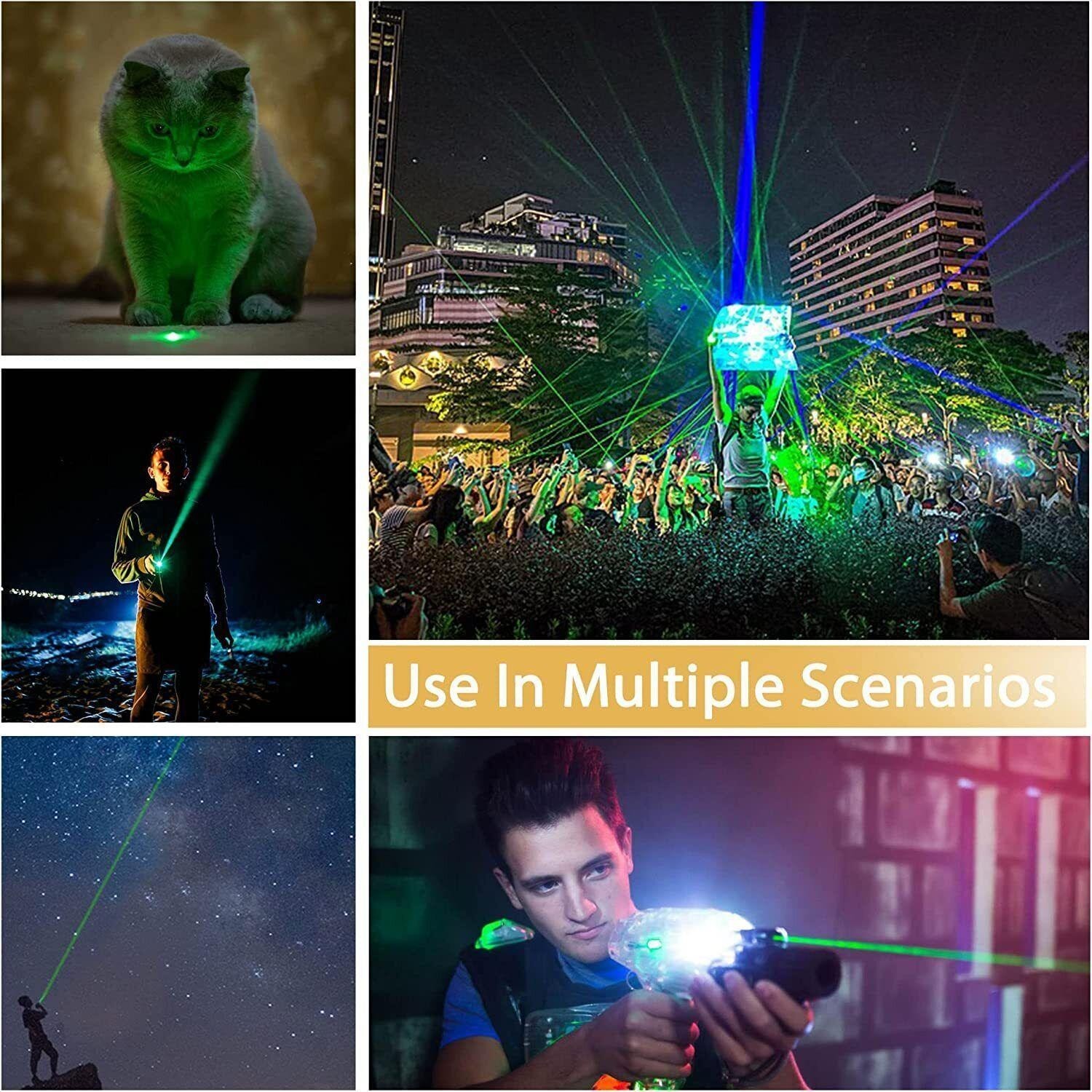 Rechargeable Flashlight Green LaserPointer Adjustable Focus Cat Toy Teacher Tool