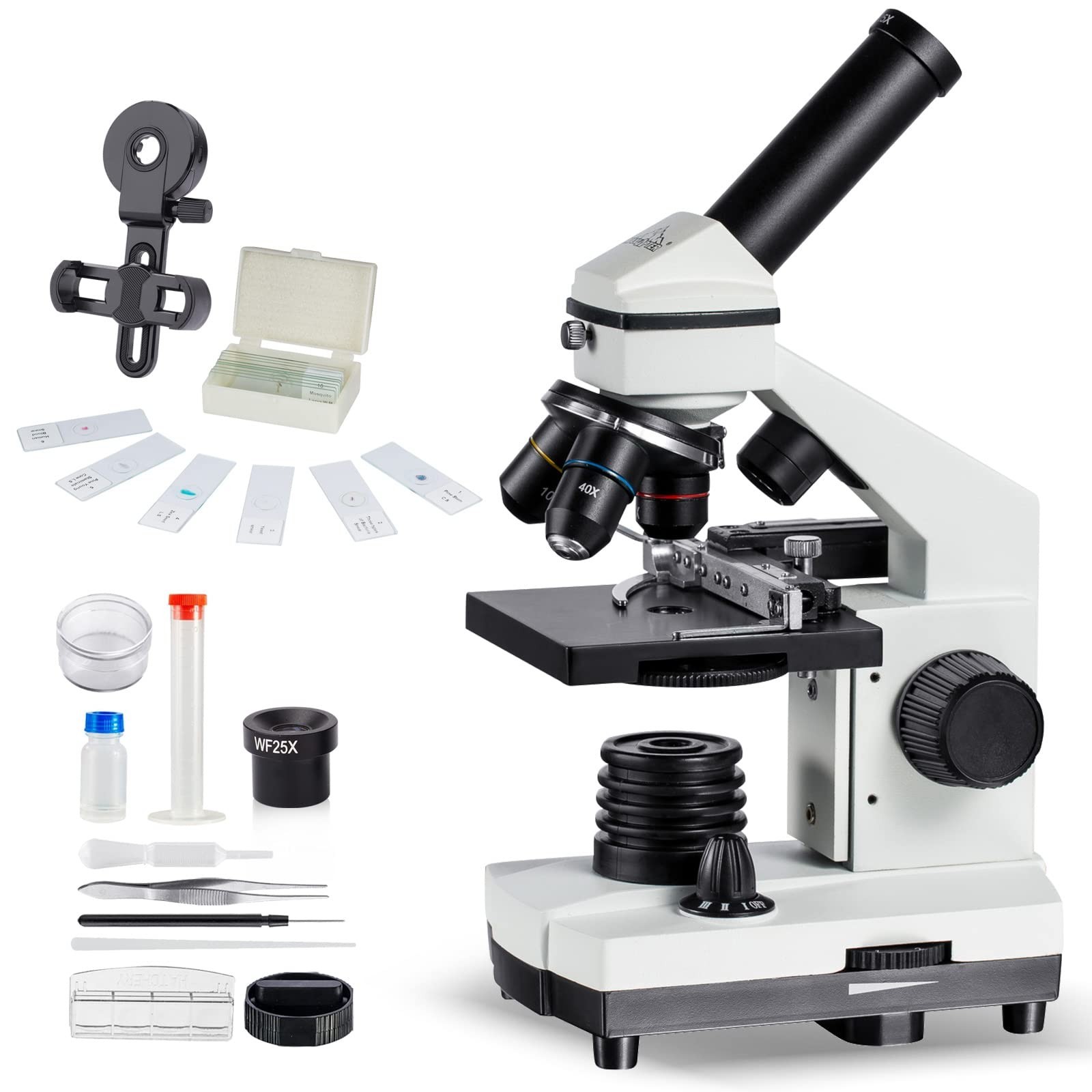 Microscope Kit for Kids 8-12 with Prepared Slides, 100-1000X Professional...