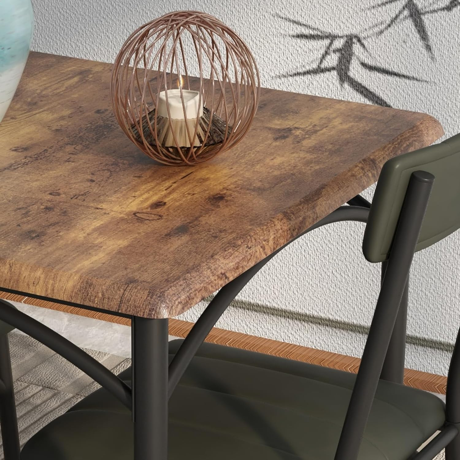 Space-Saving 3-Piece Dining Table Set for 2 – Square Kitchen Table with Upholste