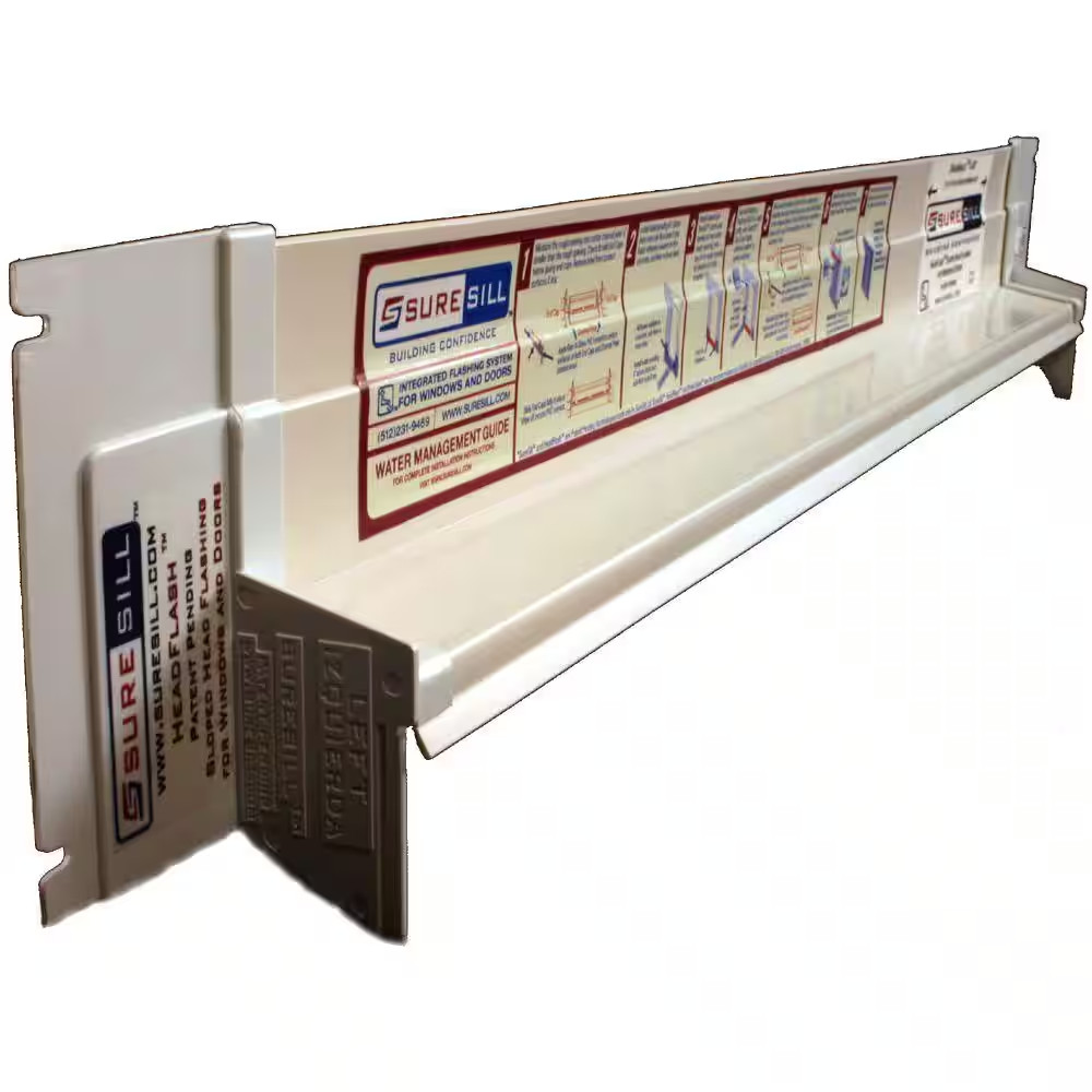 1-3/8 X 84 In. White PVC Sloped Head Flashing Door Window Installation Flashing