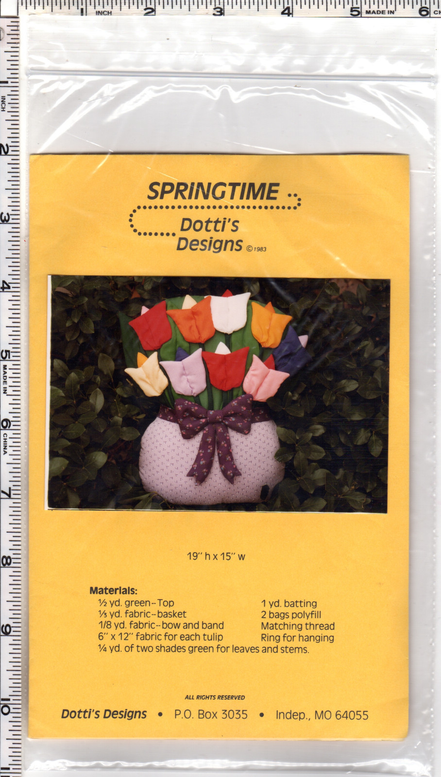 "Springtime" ©1983 Dotti's Designs Sewing Quilting Craft Pattern 19" h x 15" w