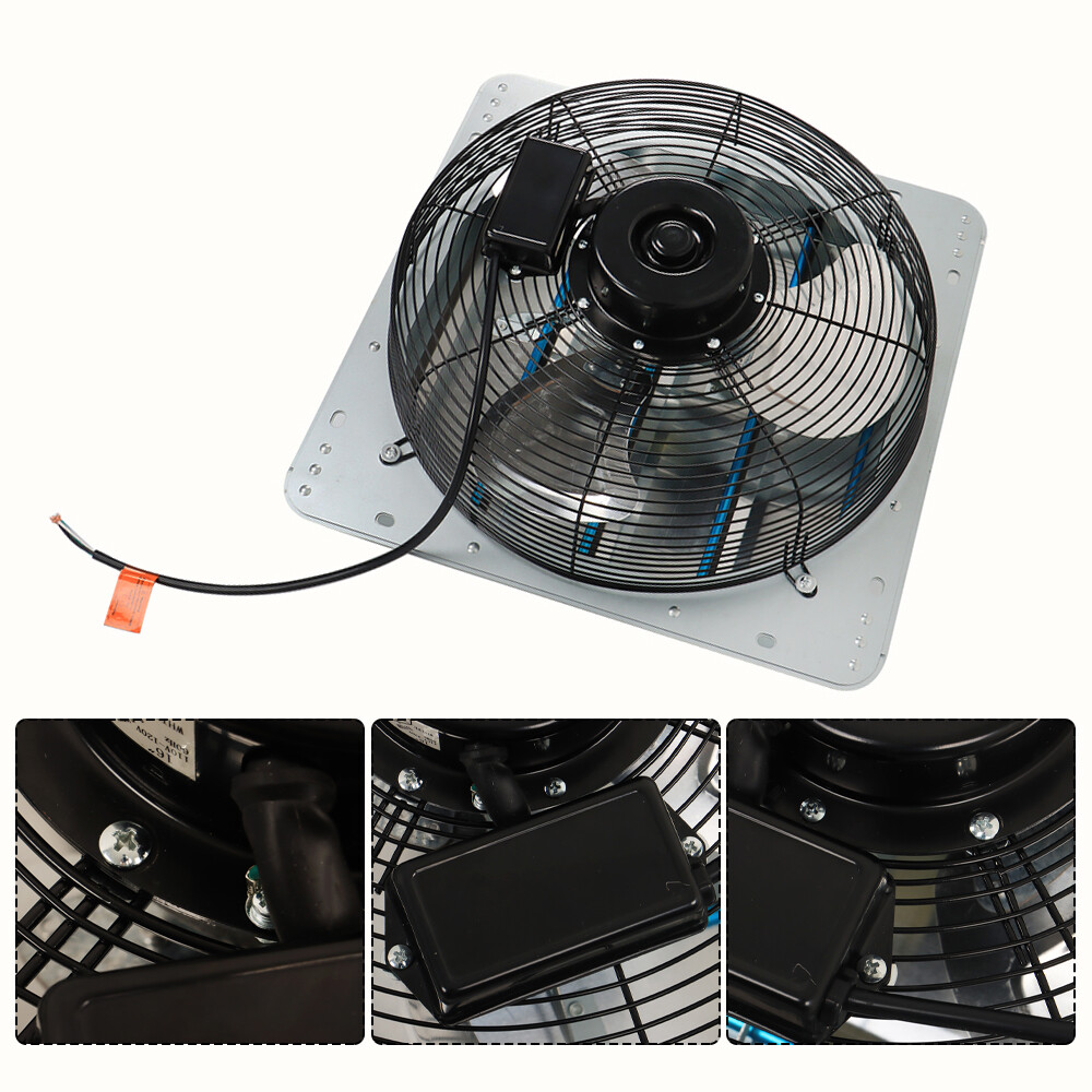 16" Exhaust Fan Ventilation Extractor Wall-Mounted Square Blower Without Plug