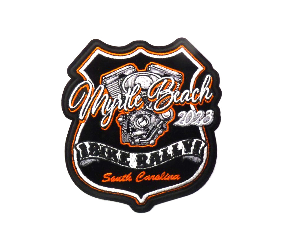 Myrtle Beach 2023 Bike Rally South Carolina Orange Engine Shield Medium Patch.