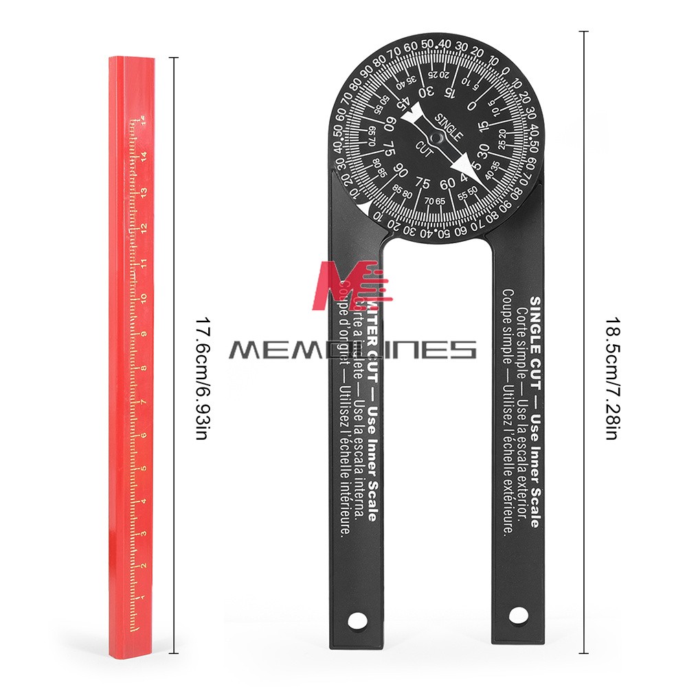 Woodworking Mitre Saw Protractor Accurate Angle Finder Aluminum Alloy w/ pencil