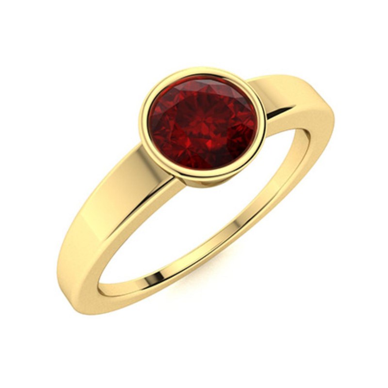 925 Sterling Silver Garnet Gemstone Wedding Engagement Solitaire Ring