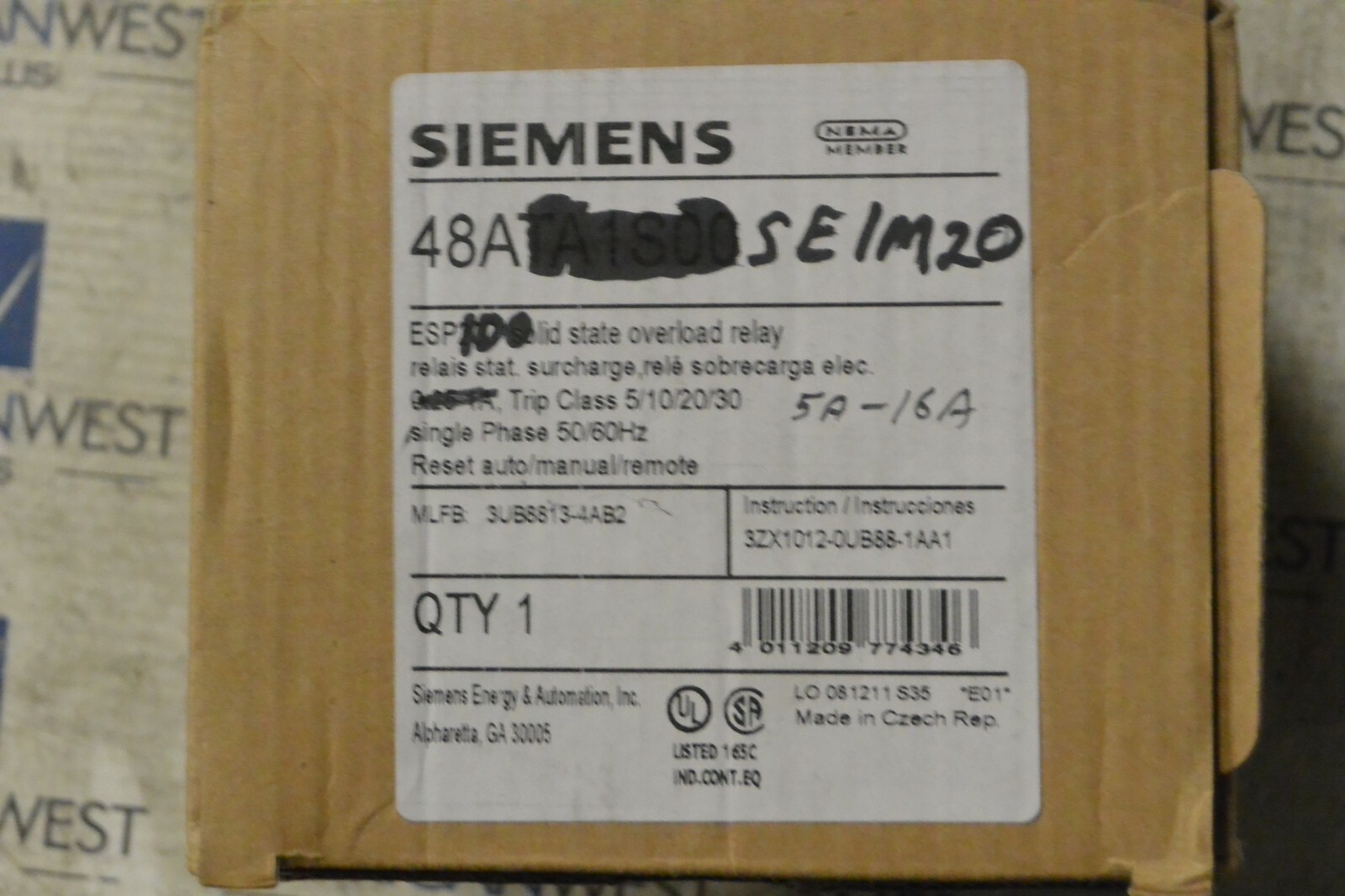 FURNAS 48ASE1M20 ESP100 Solid State Overload Relay 5 to 16 Amp Range