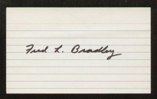 Fred Bradley signed autographed 3x5 index card A1786