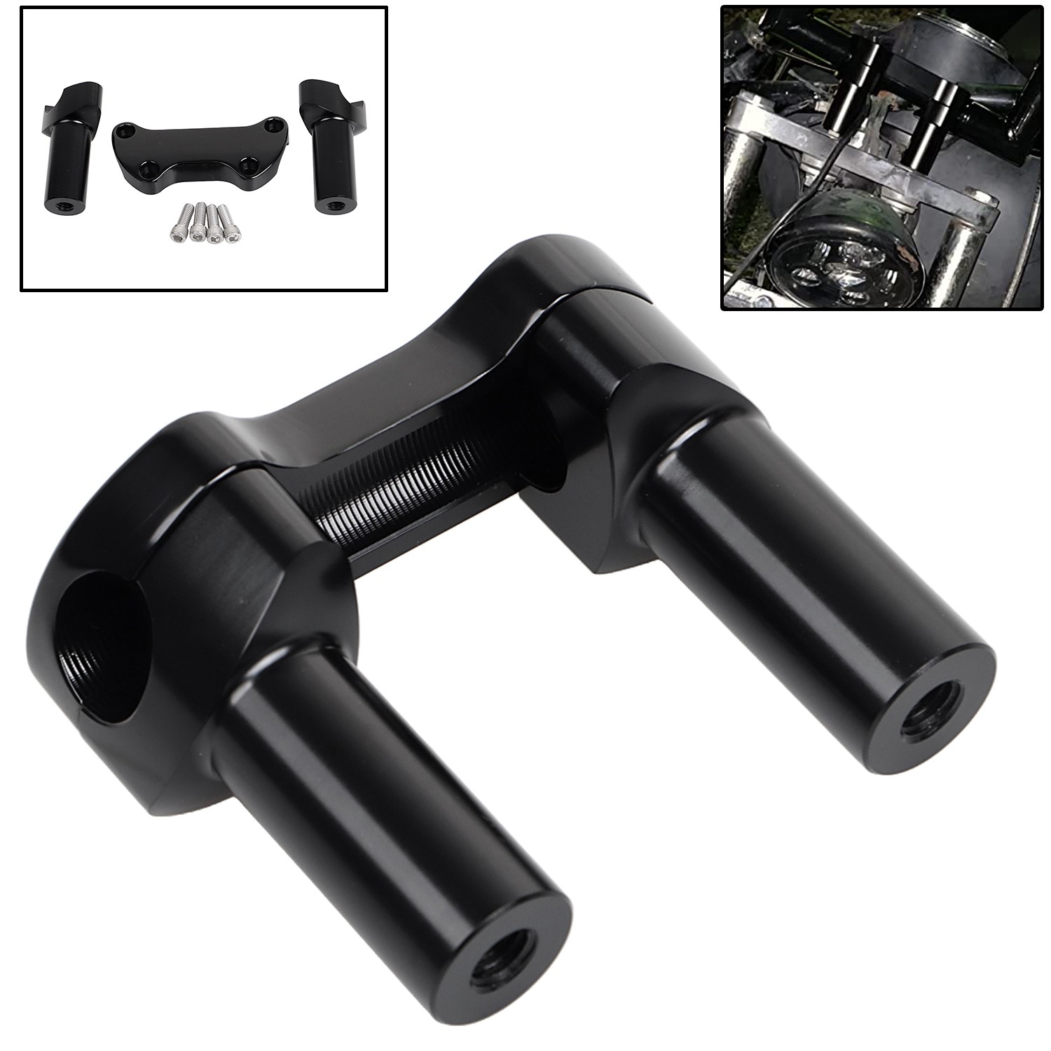 3.5" Straight Handlebar Risers&Top Clamp For Harley Softail Dyna FLSTF FLSTC